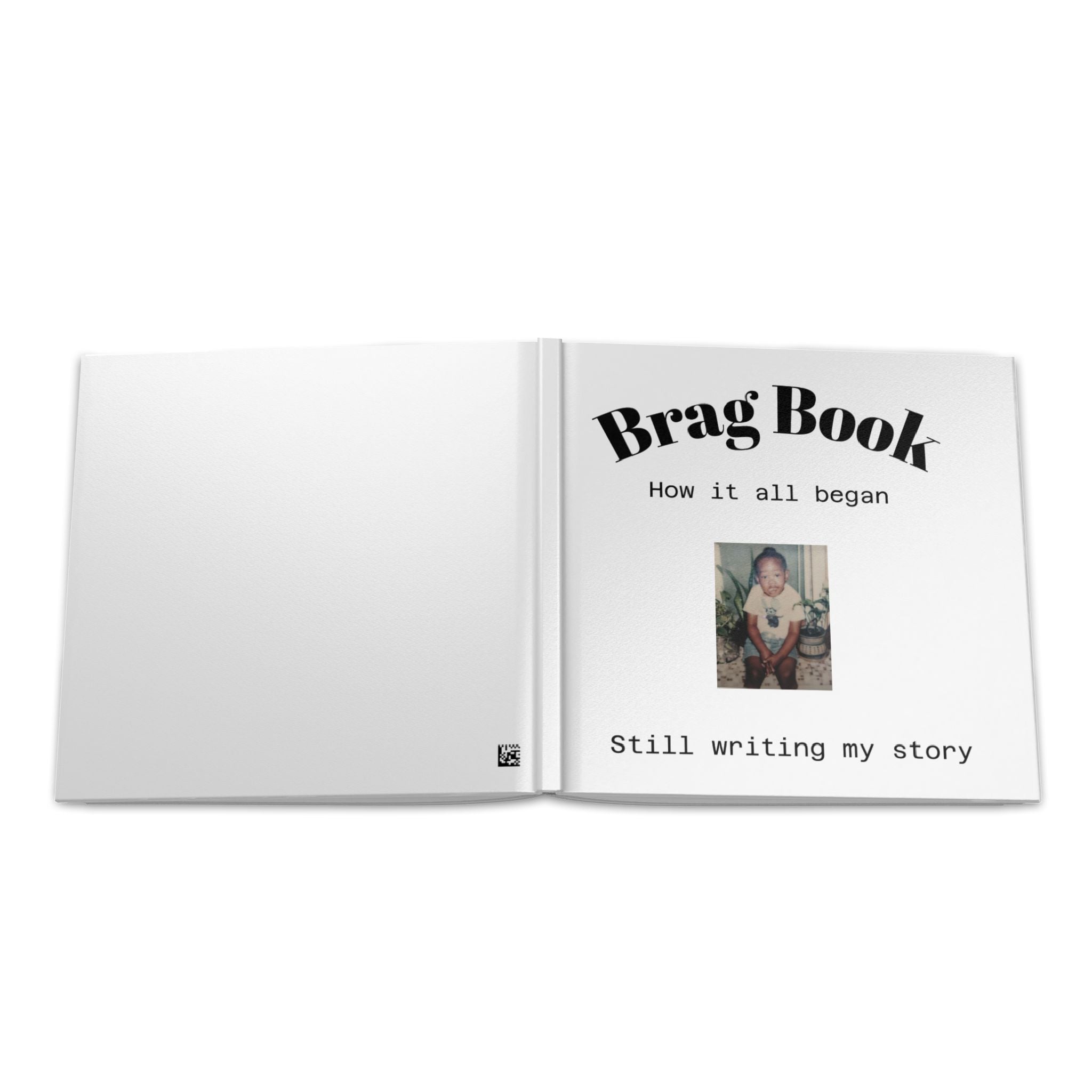 Brag Book Hardcover Photo Album — "How it all began / Still writing my story"