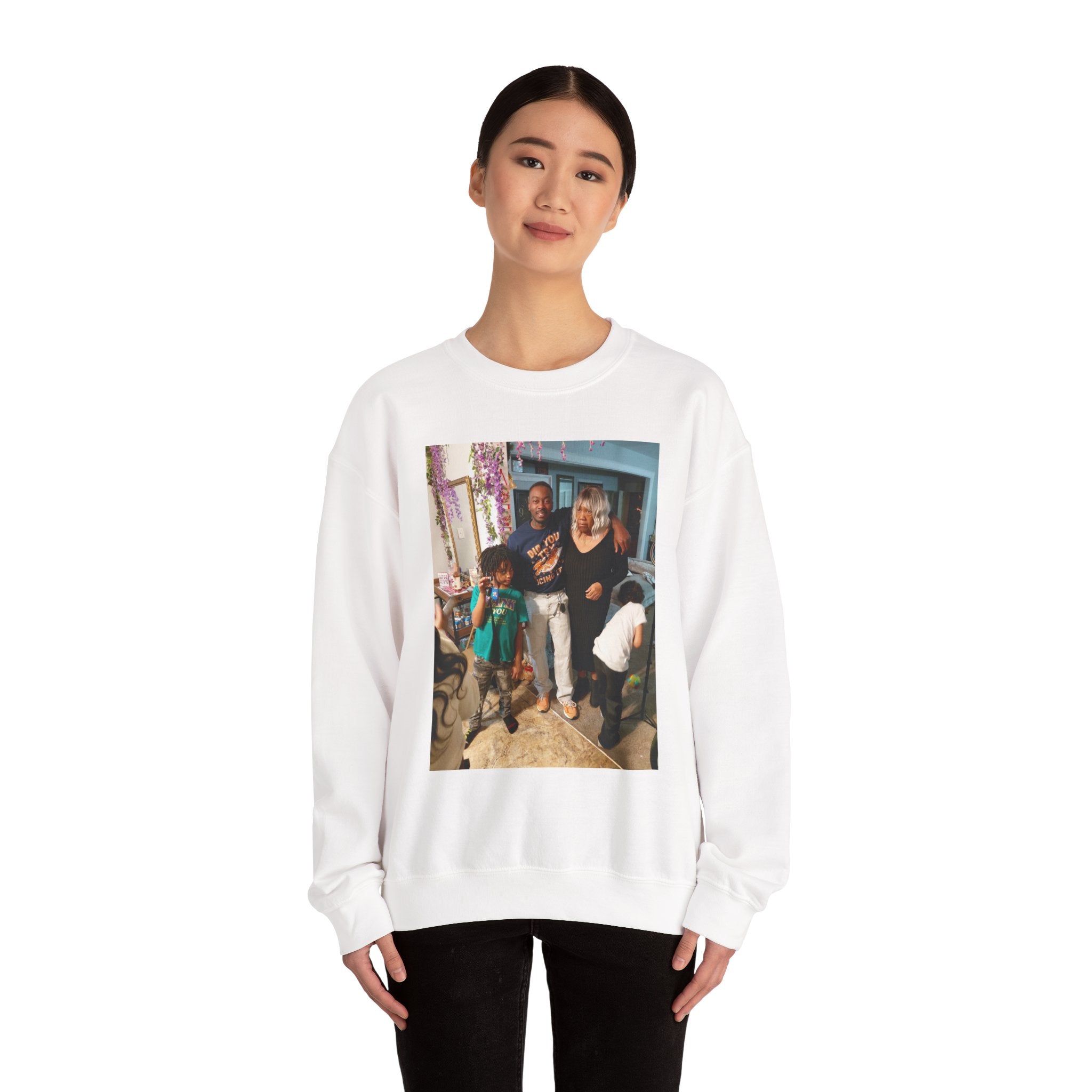 Personalized Photo Crewneck Sweatshirt — Custom Photo Front, 'Add Text' Back