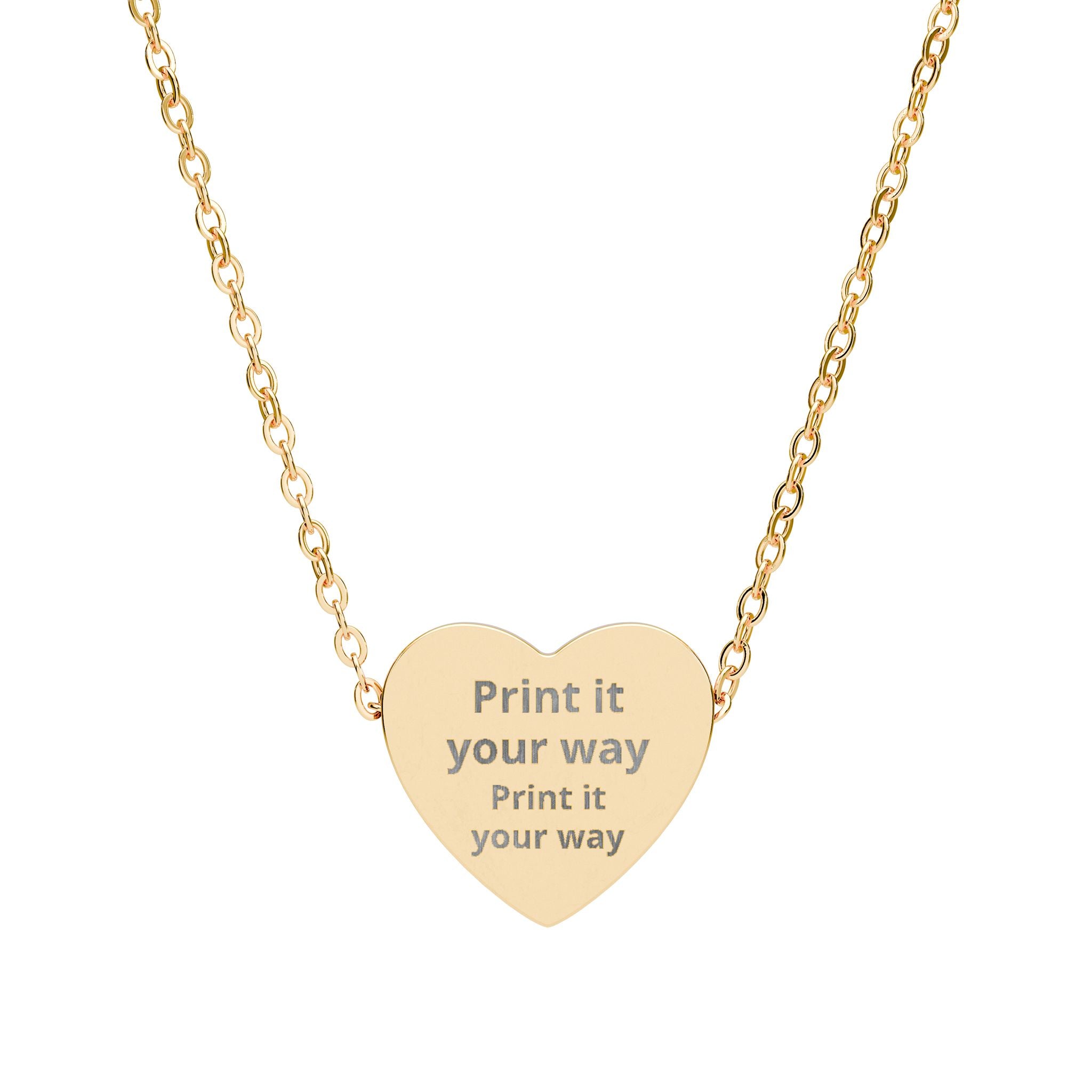 Engraved Heart Necklace — Personalized 'Print It Your Way Text' Pendant