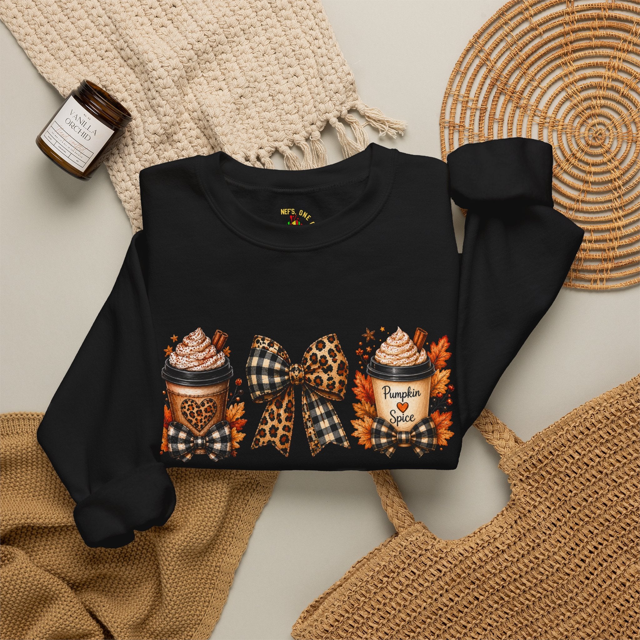 Festive Leopard Bow Christmas Crewneck Sweatshirt