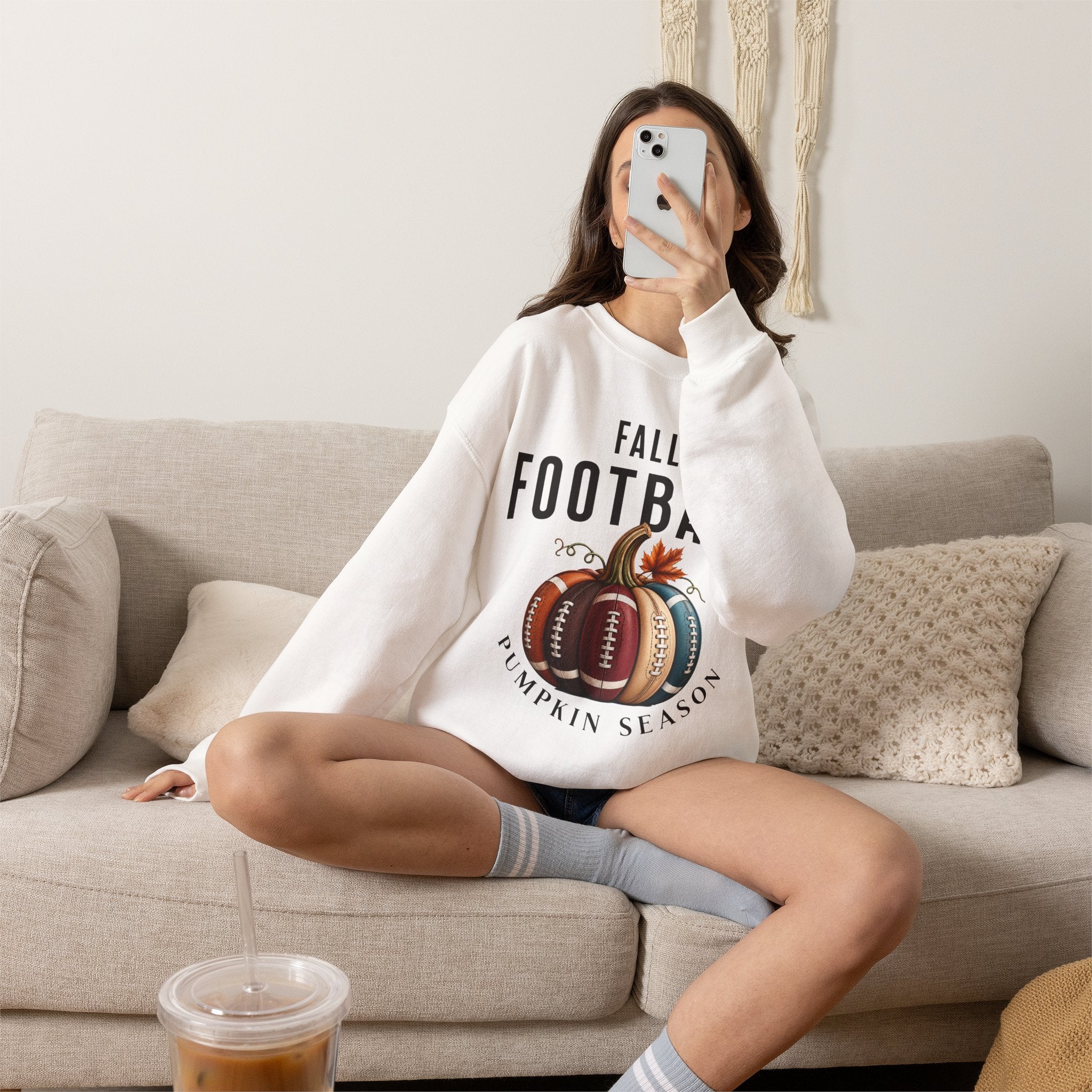 Fall Football Pumpkin Season Crewneck Sweatshirt