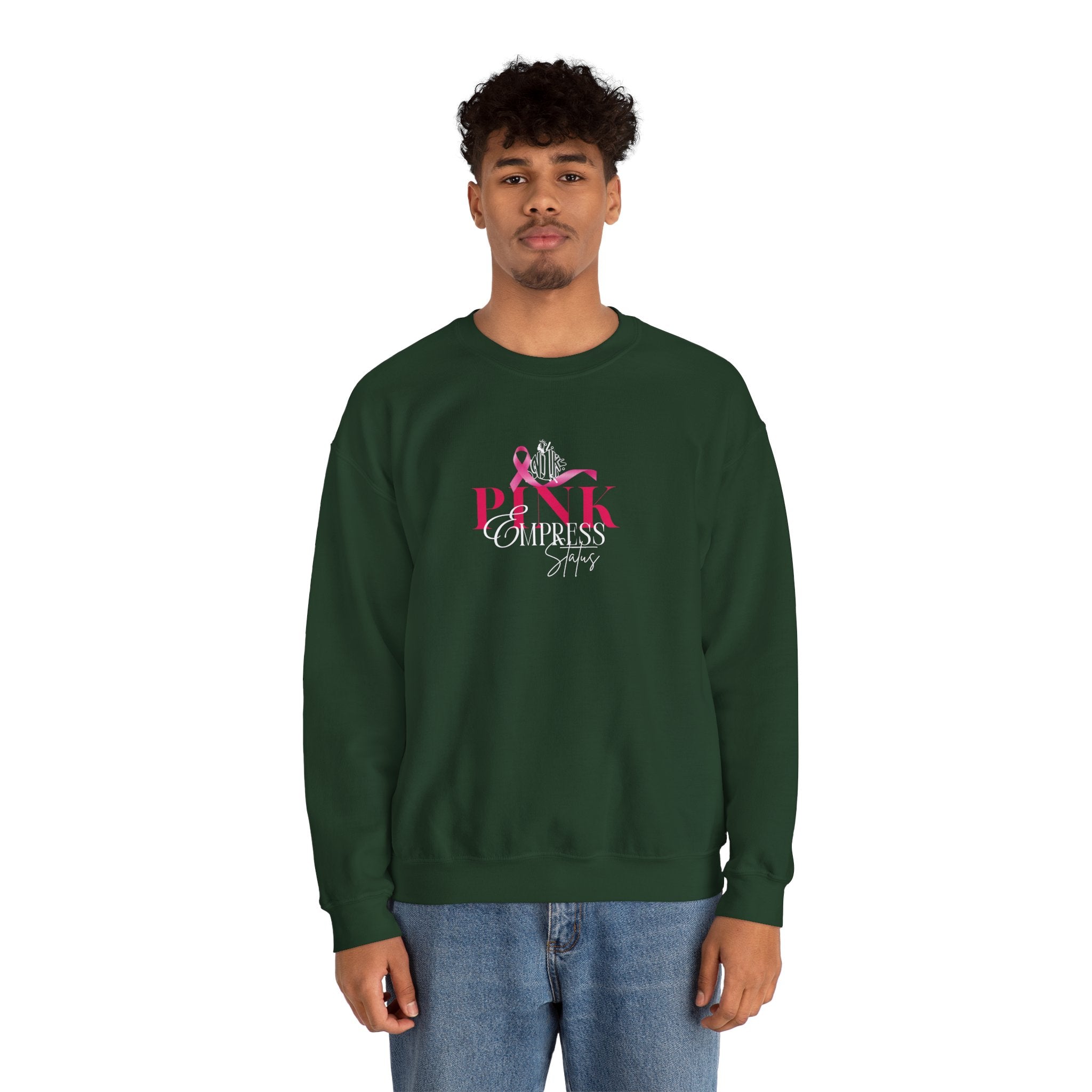 N1K Pink Empress Status Cancer Awareness Crewneck Sweatshirt - Pink Ribbon "PINK" Design