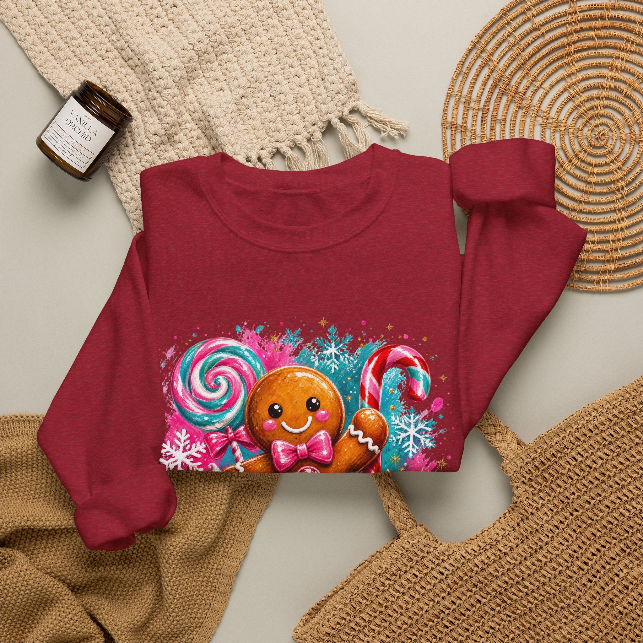 Christmas Gingerbread & Reindeer Crewneck Sweatshirt