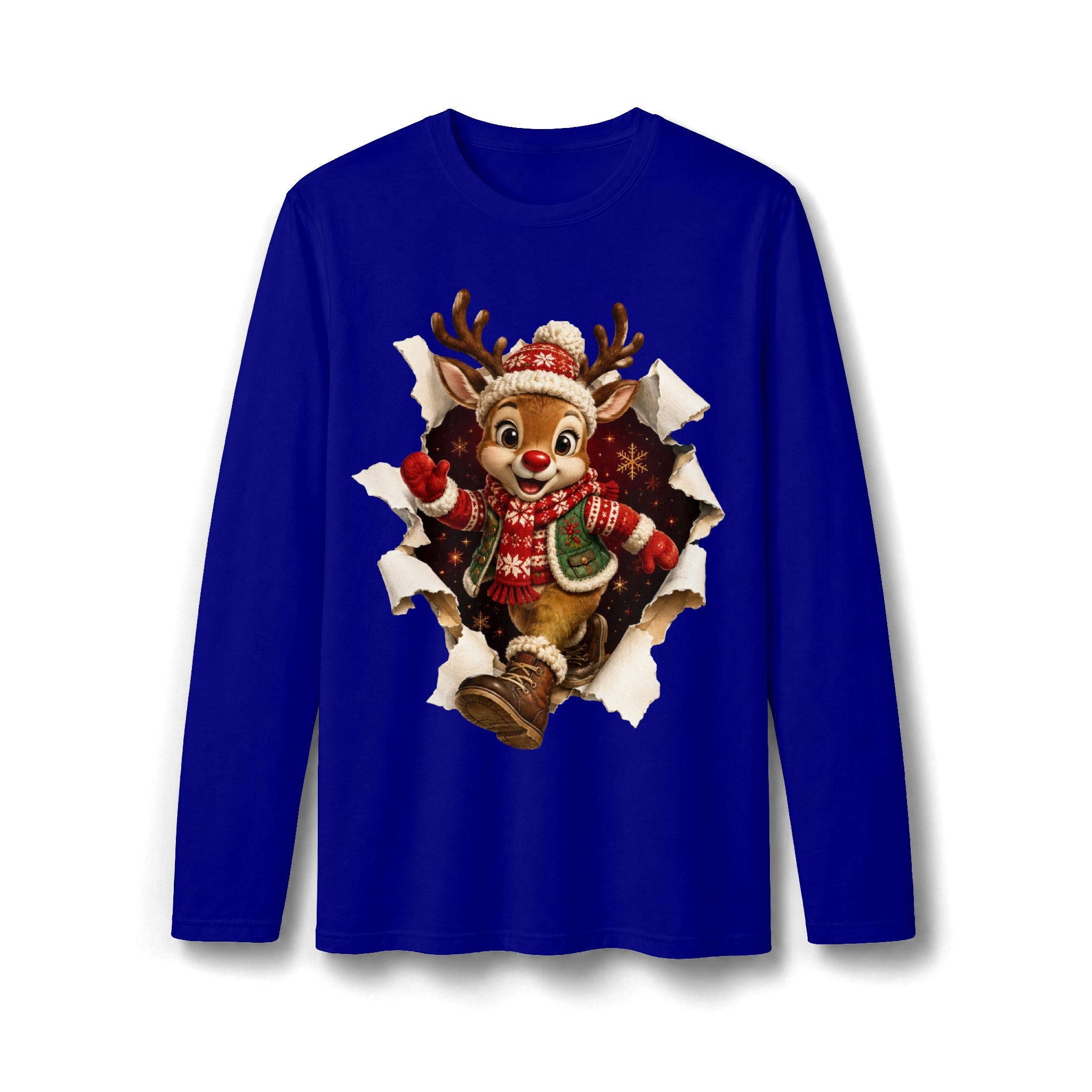 Festive Christmas Reindeer Long Sleeve T-Shirt