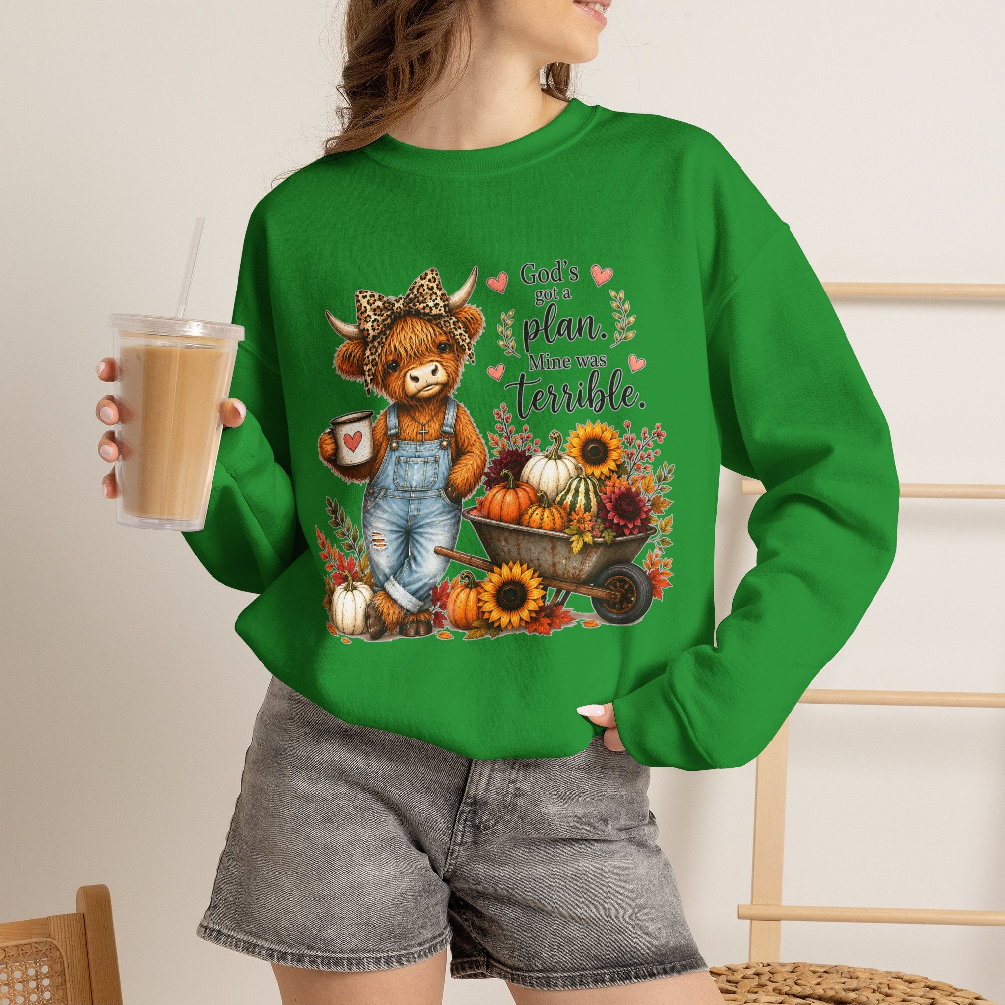 God’s Plan, Mine Was Terrible Bear Fall Crewneck Sweatshirt