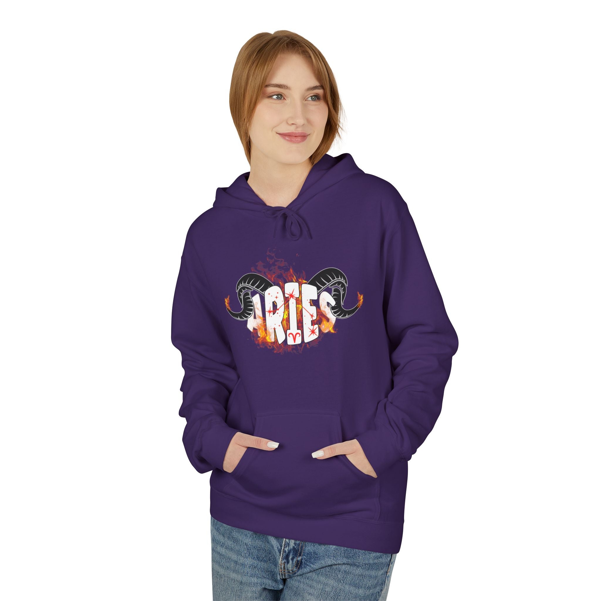 Aries Ram on fire Hoodie — Unisex Zodiac Astrology Hoodie with 'Aries' Design