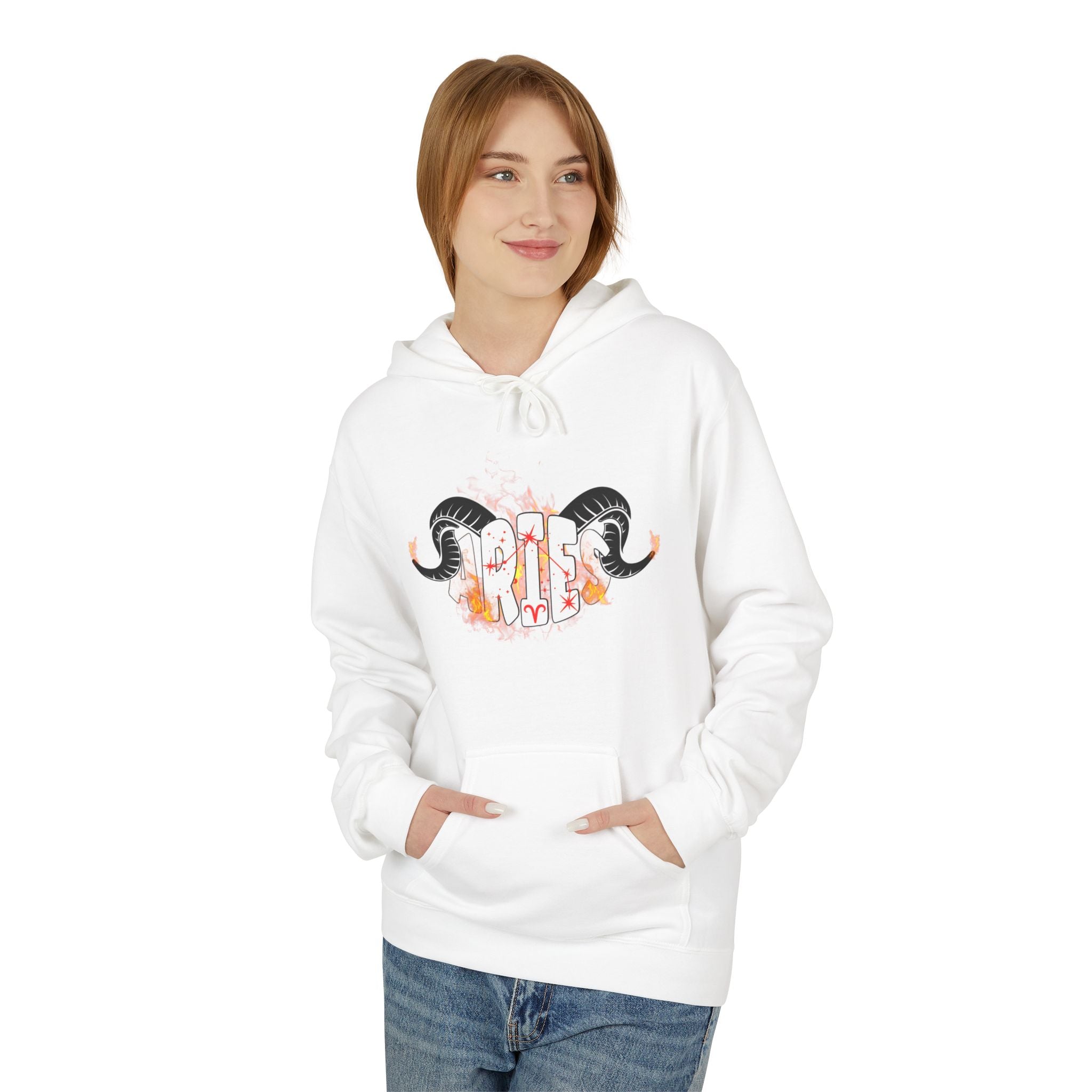 Aries Ram on fire Hoodie — Unisex Zodiac Astrology Hoodie with 'Aries' Design
