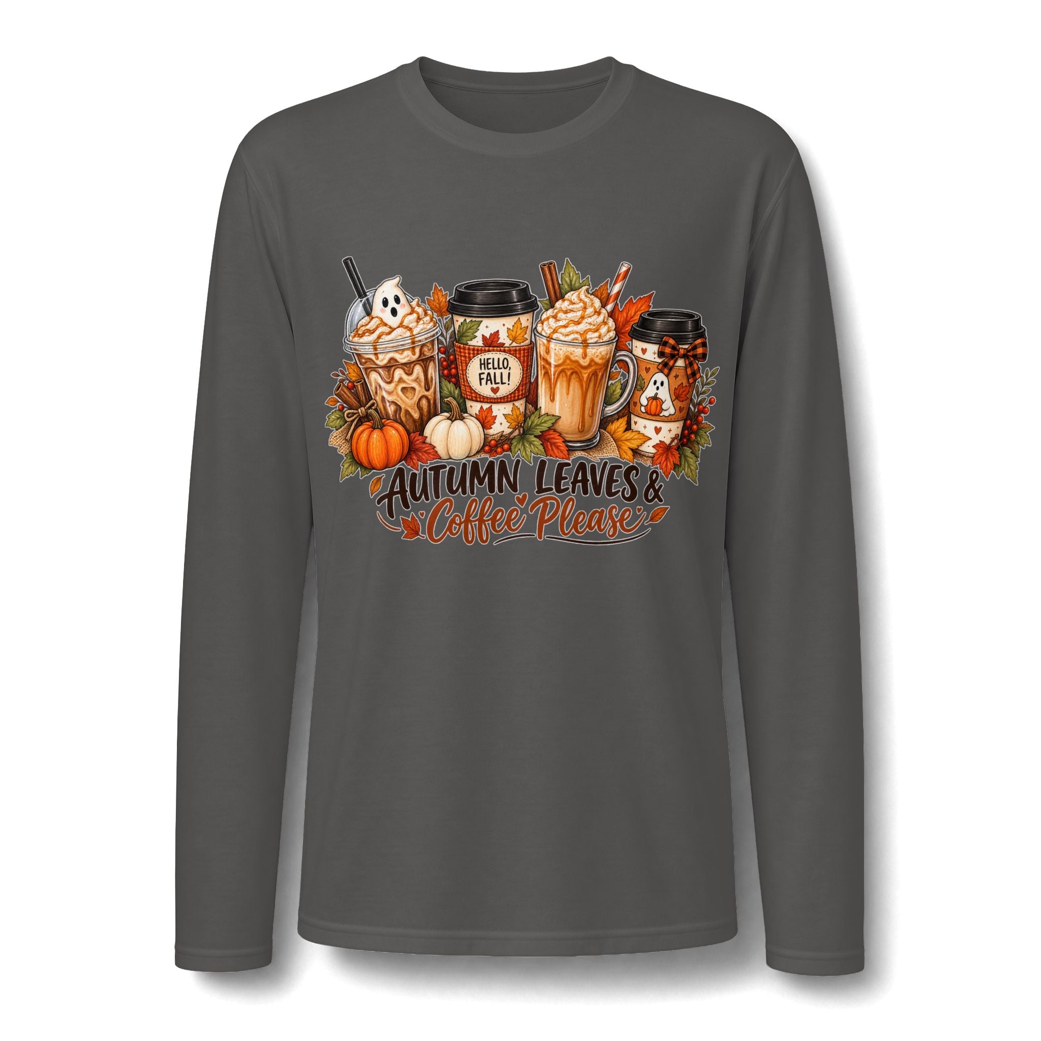 Autumn Leaves & Coffee Please Long Sleeve T-Shirt