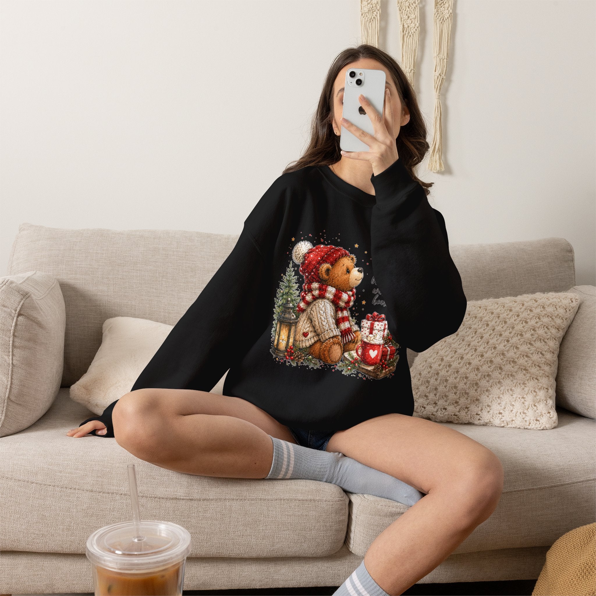 Christmas Bear Crewneck Sweatshirt – Cozy Holiday Teddy Bear Design