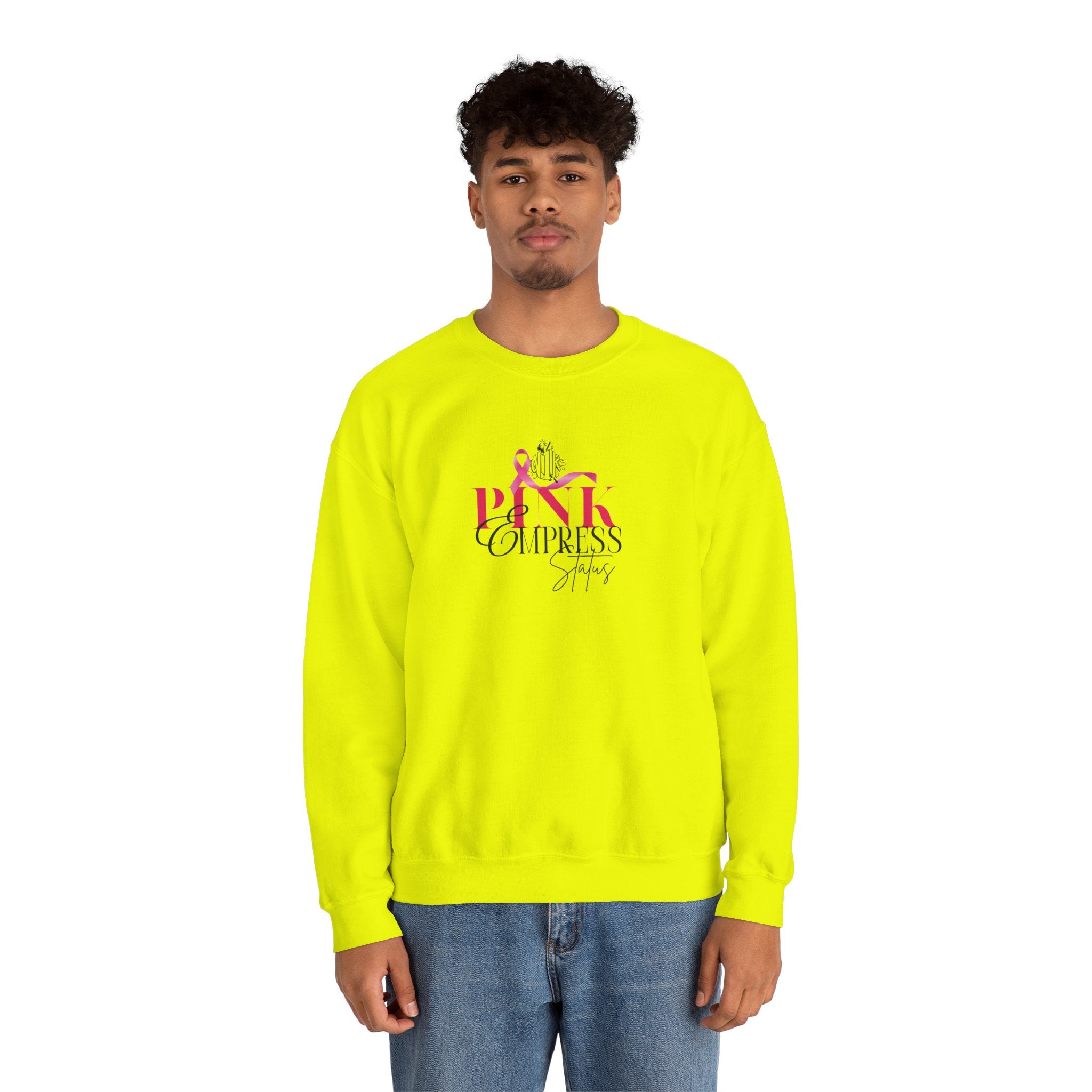 N1K Pink Empress Status Cancer Awareness Crewneck Sweatshirt - Pink Ribbon "PINK" Design