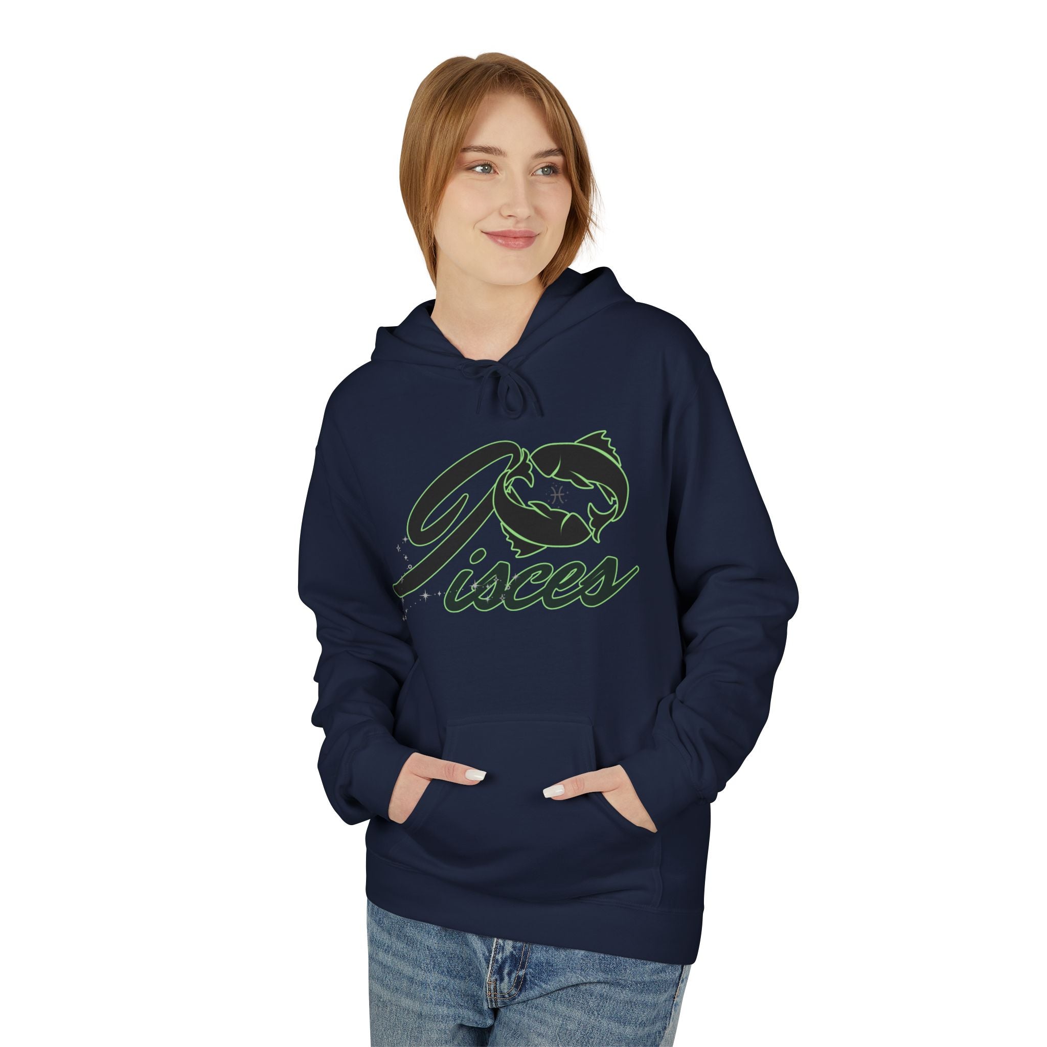 Pisces Zodiac Hoodie — Astrological Sign Hoodie with Fish Script Design