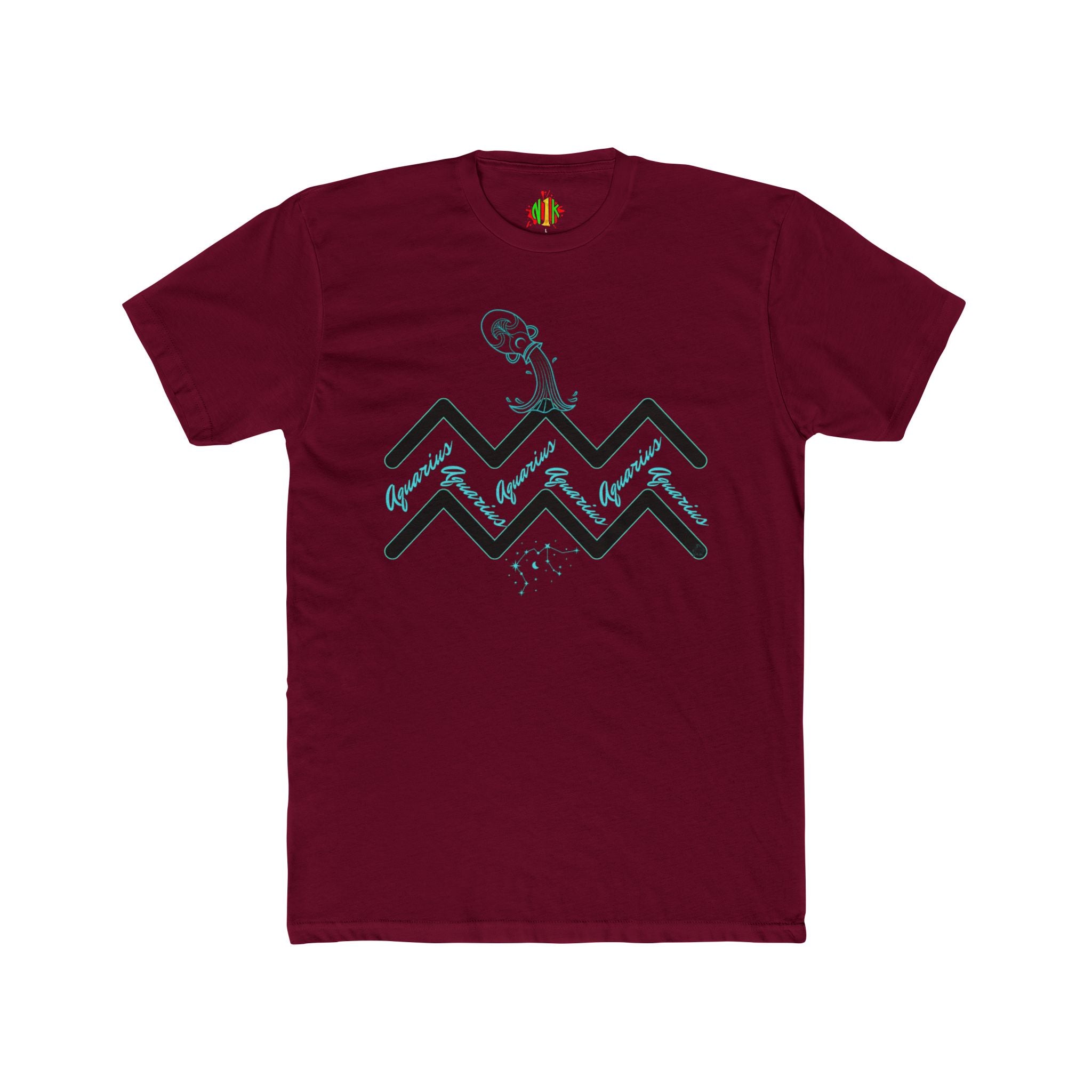 Watering Aquarius Zodiac Tee — Minimalist Wave Graphic "Aquarius" Shirt