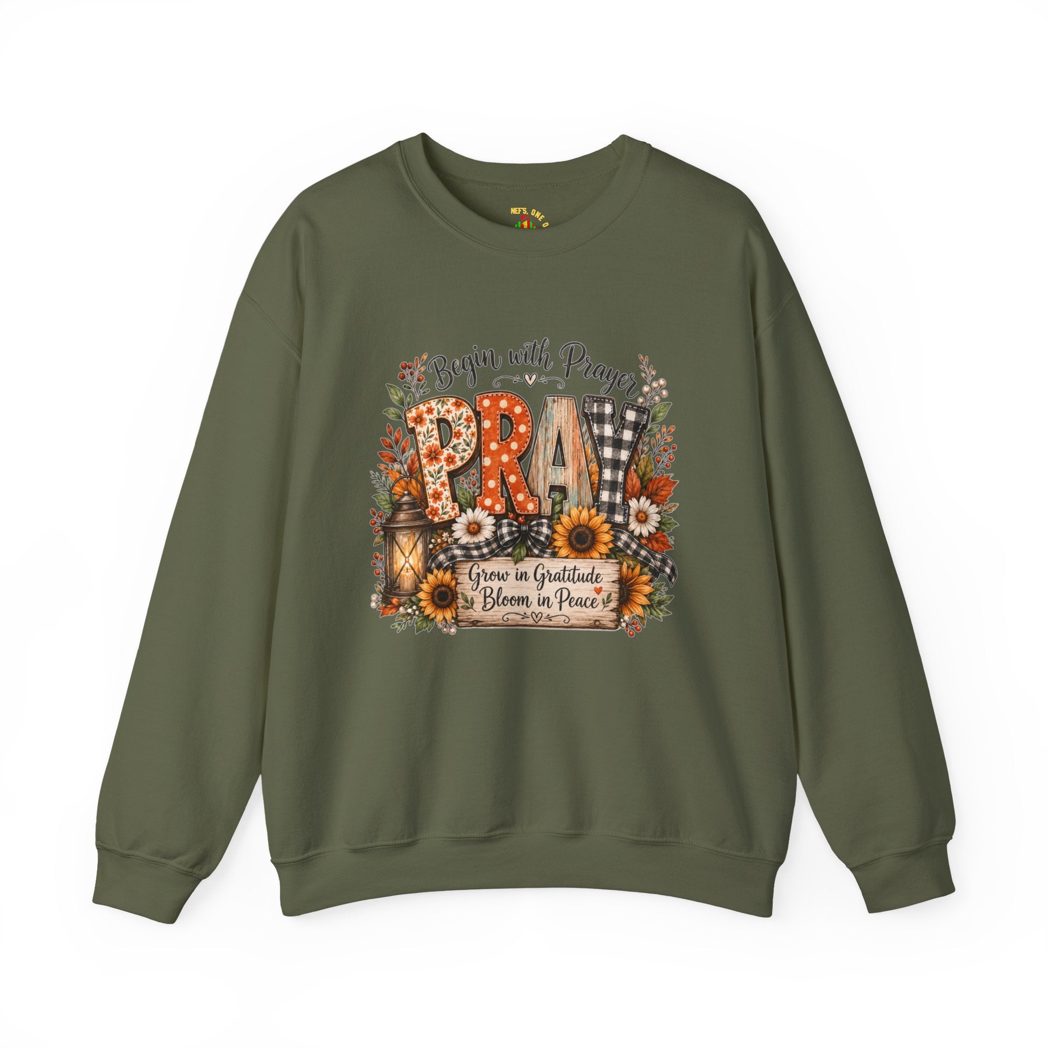Begin with Prayer Sweatshirt – Floral Christian Faith Crewneck