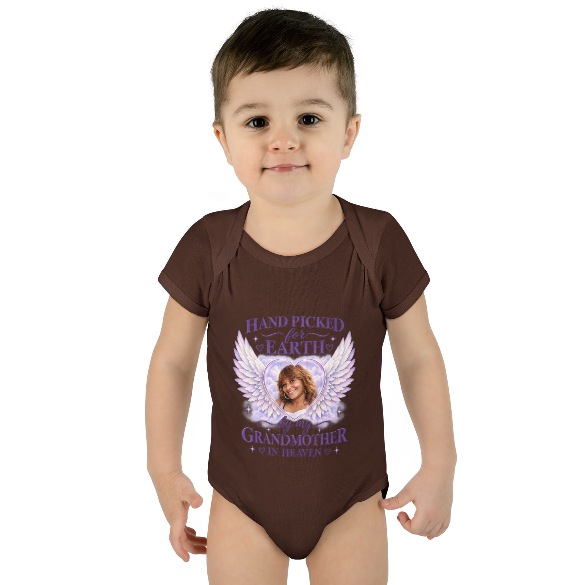 Mariah Infant Another Customized Smile Bodysuit "Handpicked for Earth by My Grandma in Heaven" – Memorial Baby Onesie