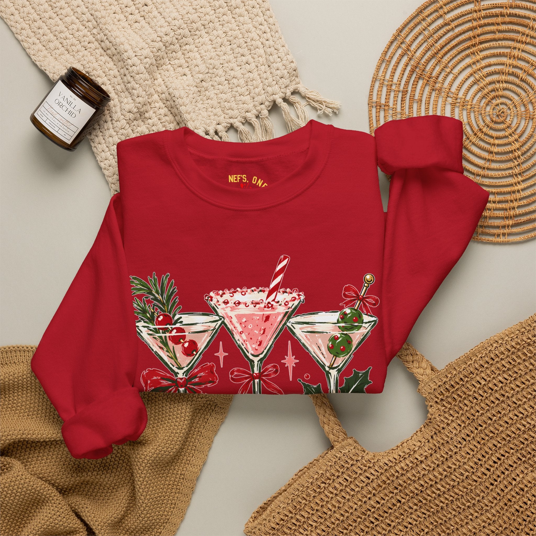 Merry Martinis Christmas Cocktail Crewneck Sweatshirt