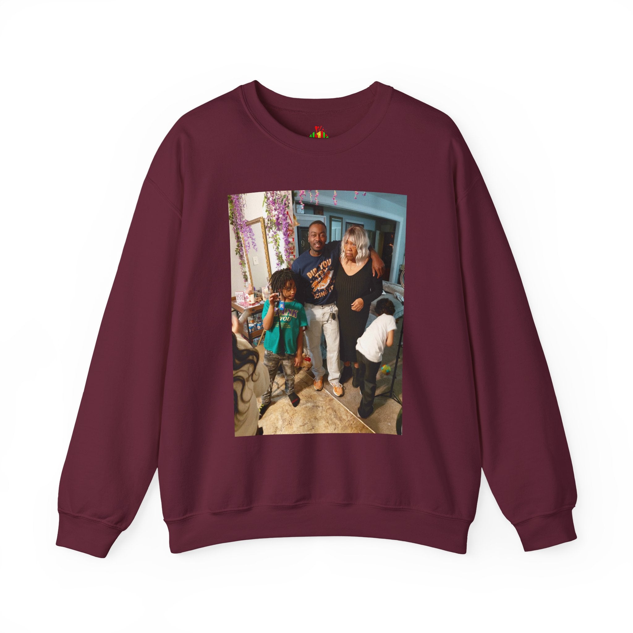 Personalized Photo Crewneck Sweatshirt — Custom Photo Front, 'Add Text' Back