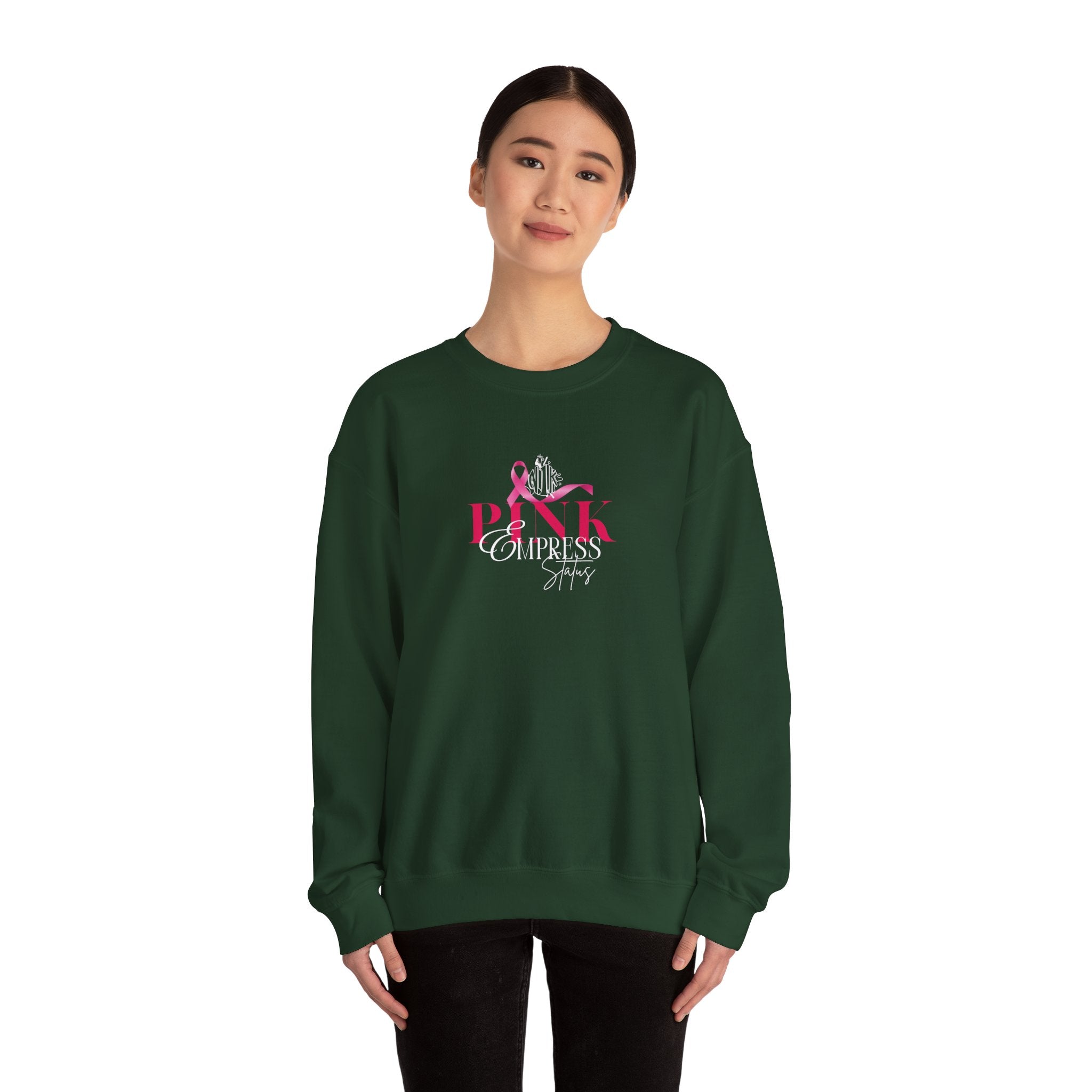 N1K Pink Empress Status Cancer Awareness Crewneck Sweatshirt - Pink Ribbon "PINK" Design