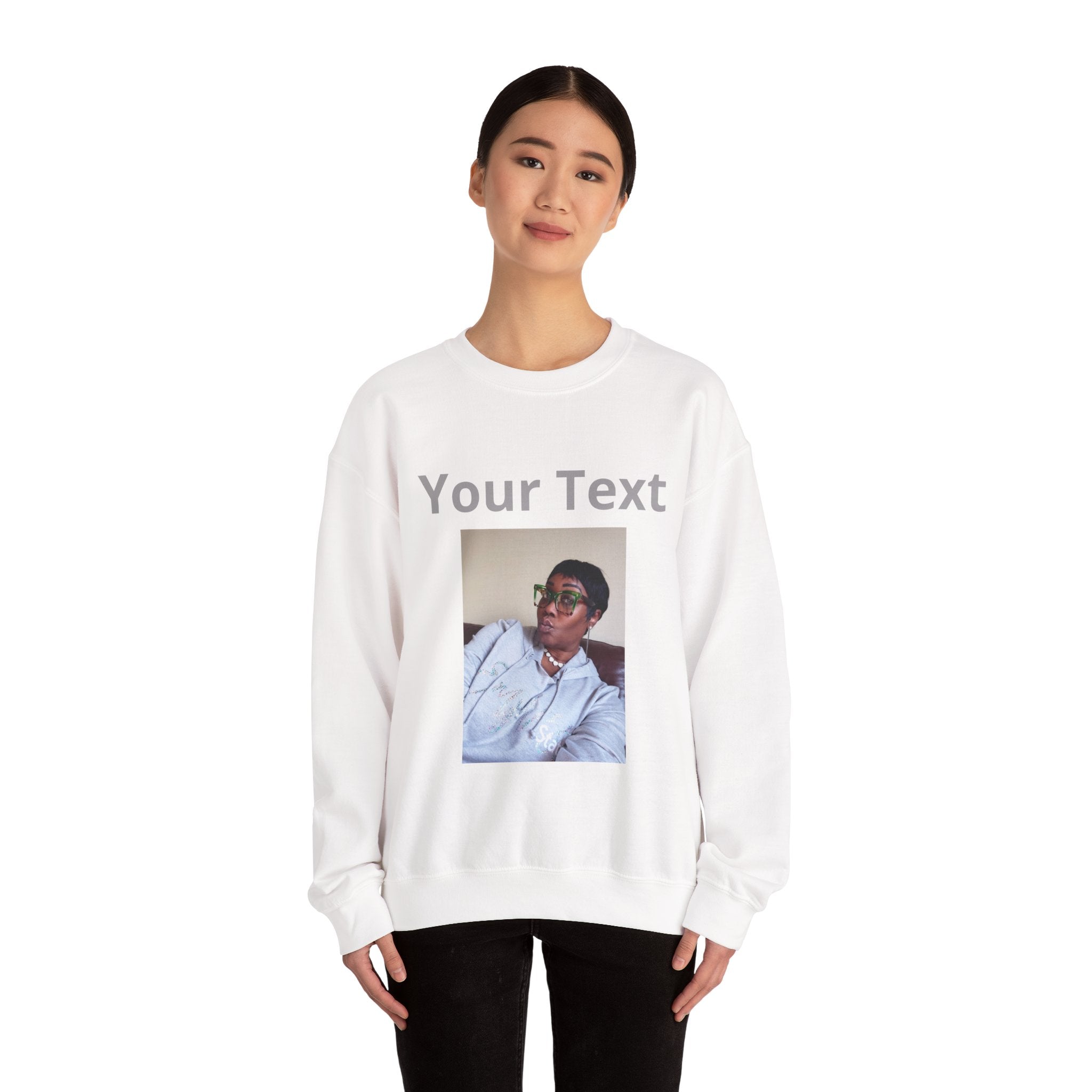 Customizable Front Photo/Text Crewneck Sweatshirt - Unisex Customizable Sweatshirt