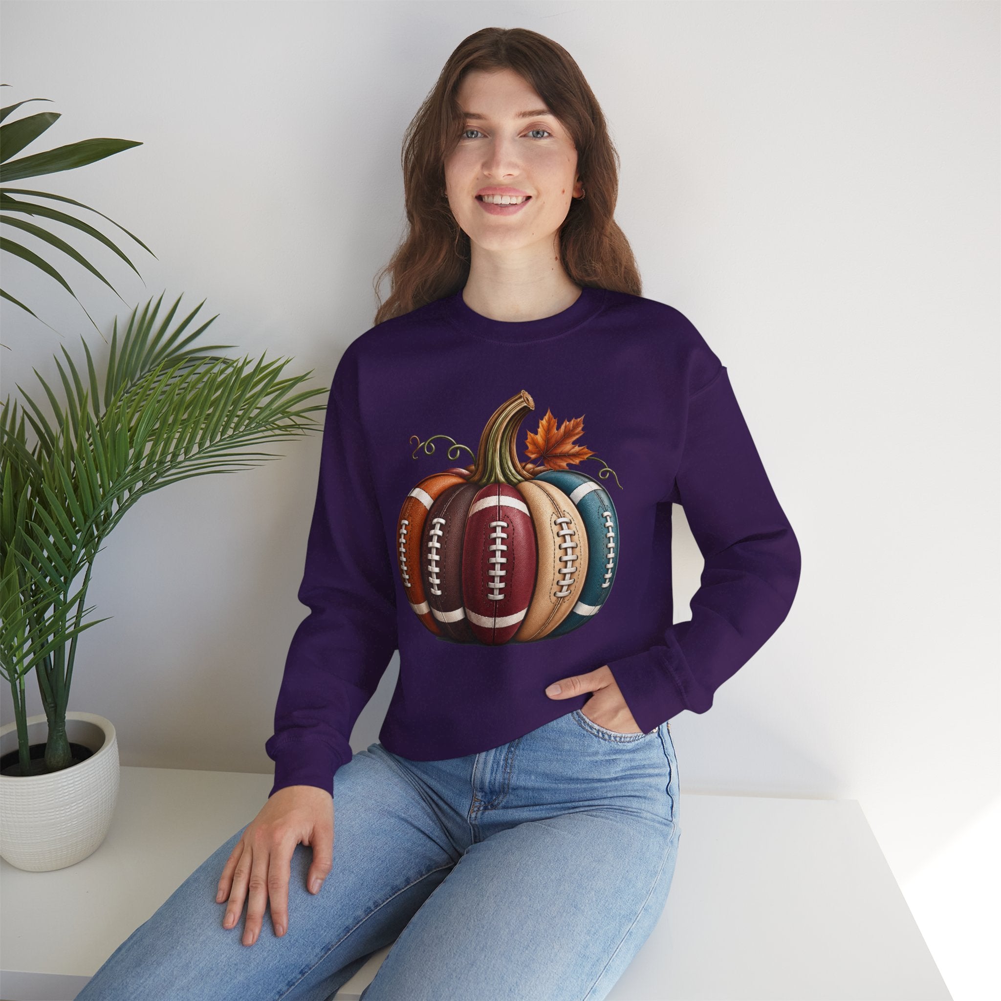 Fall Football Pumpkin Crewneck Sweatshirt