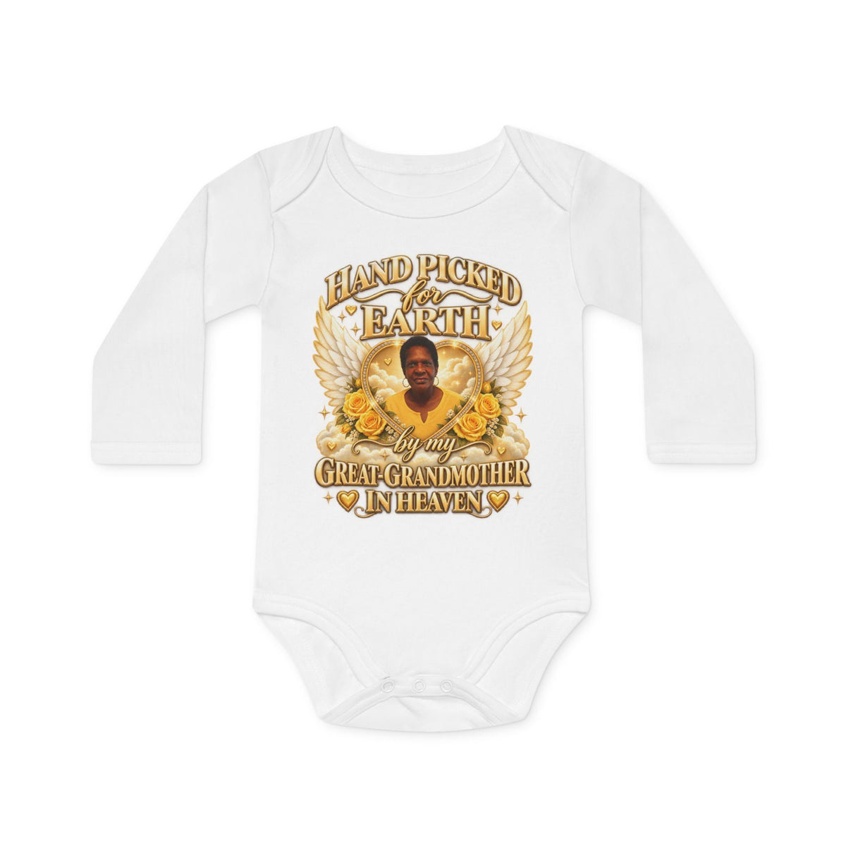Mariah Infant Another Customized Smile 2 Long Sleeve Bodysuit "Handpicked for Earth by My Grandma in Heaven" – Memorial Baby Onesie