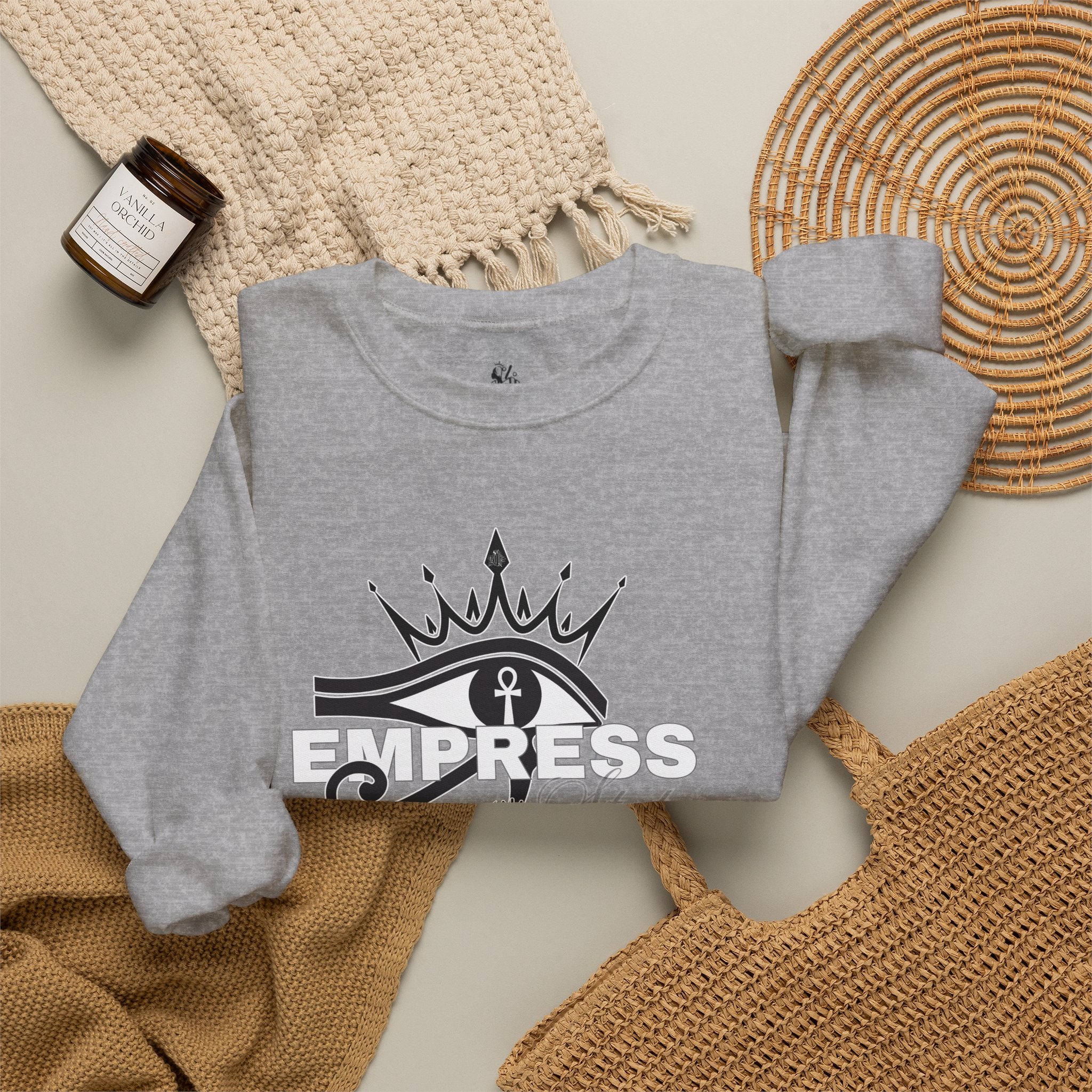 Eye of Horus Crown Empress Sweatshirt — Egyptian Protective Symbol Tee