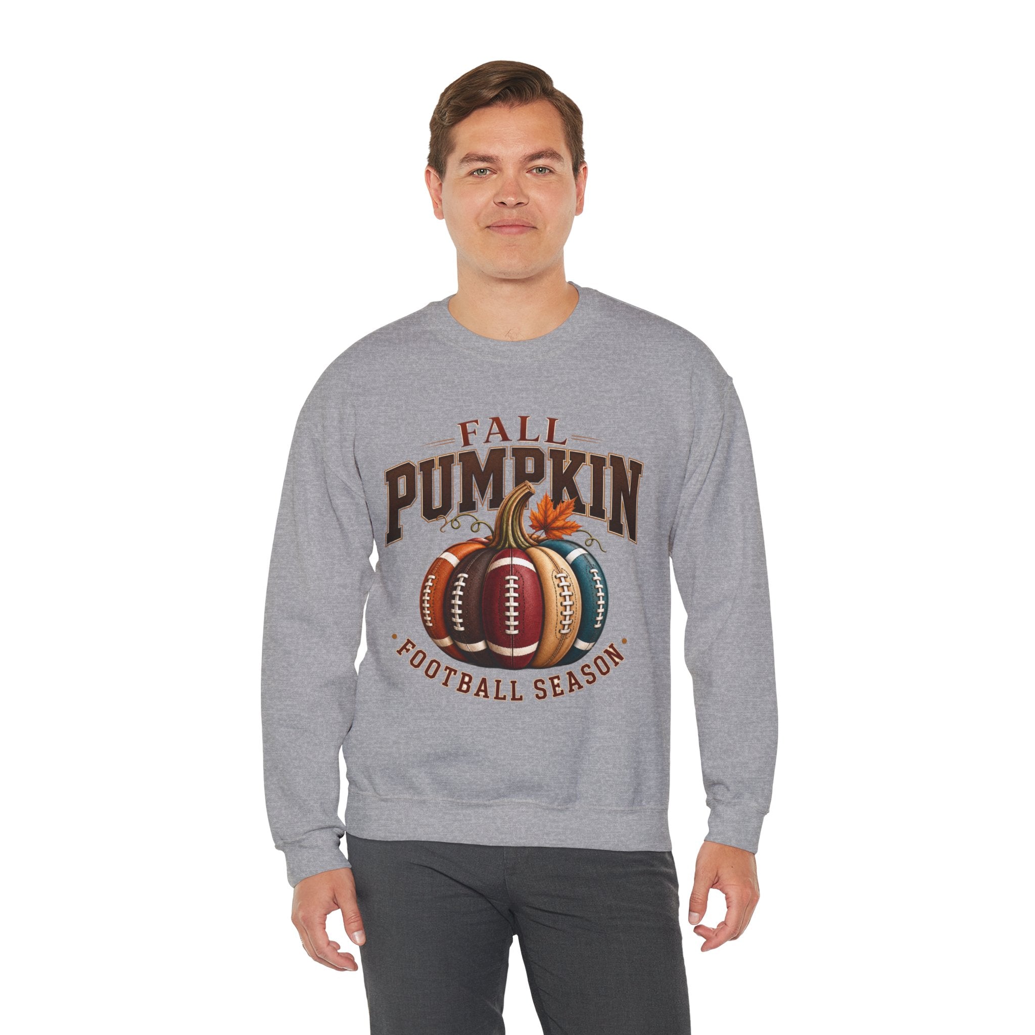 Fall Pumpkin Football Season Crewneck Sweatshirt