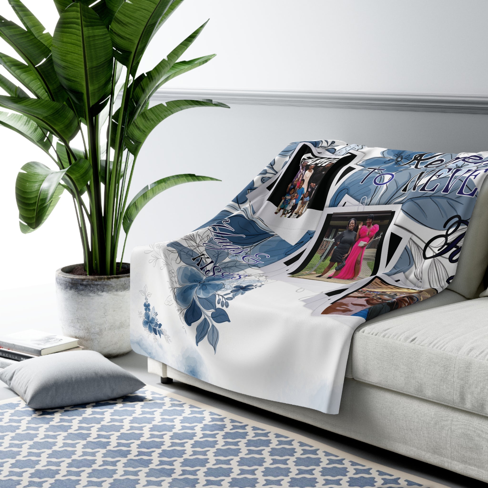 Personalized Sherpa Fleece Blanket — Custom 3-Photo Cozy Throw