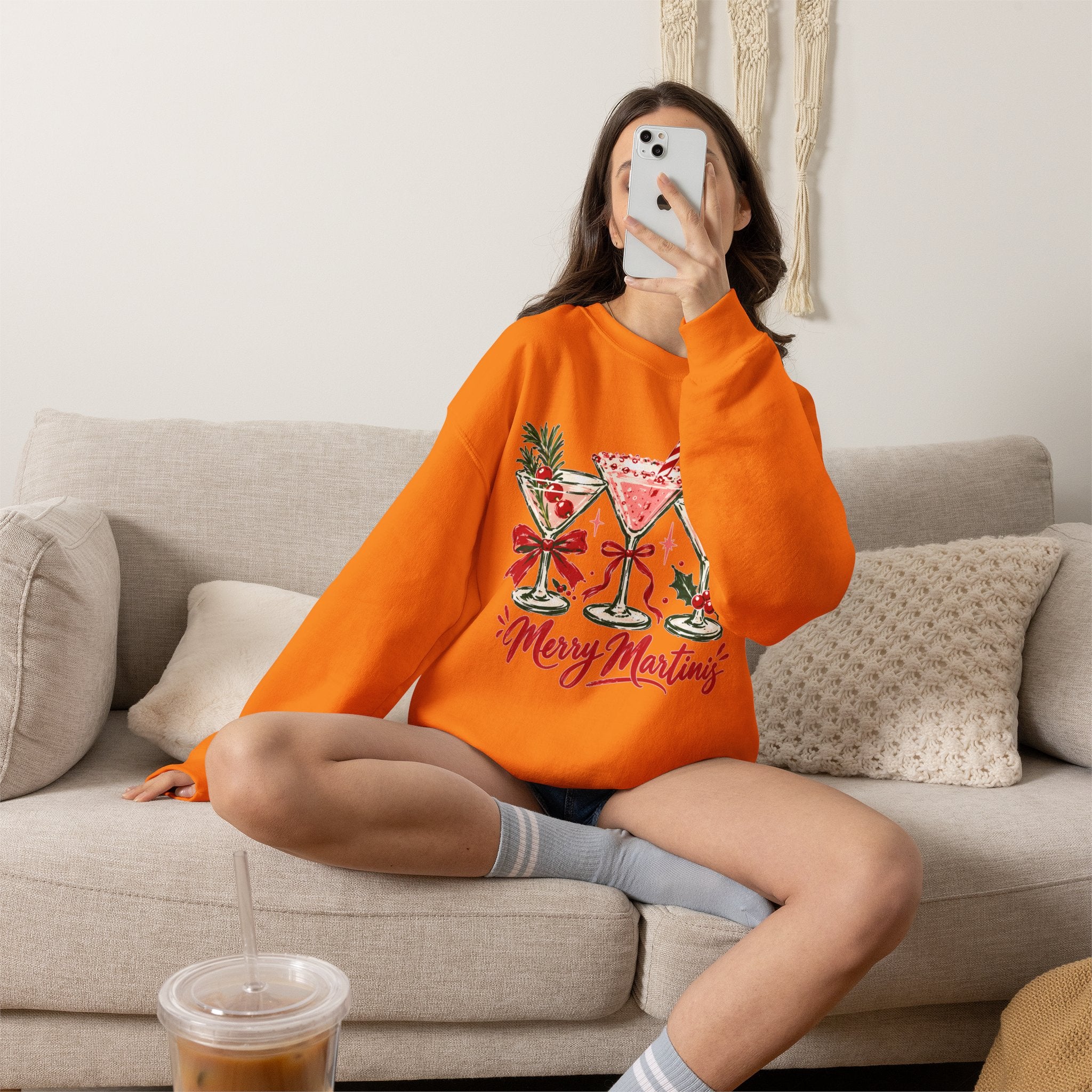 Merry Martinis Christmas Cocktail Crewneck Sweatshirt