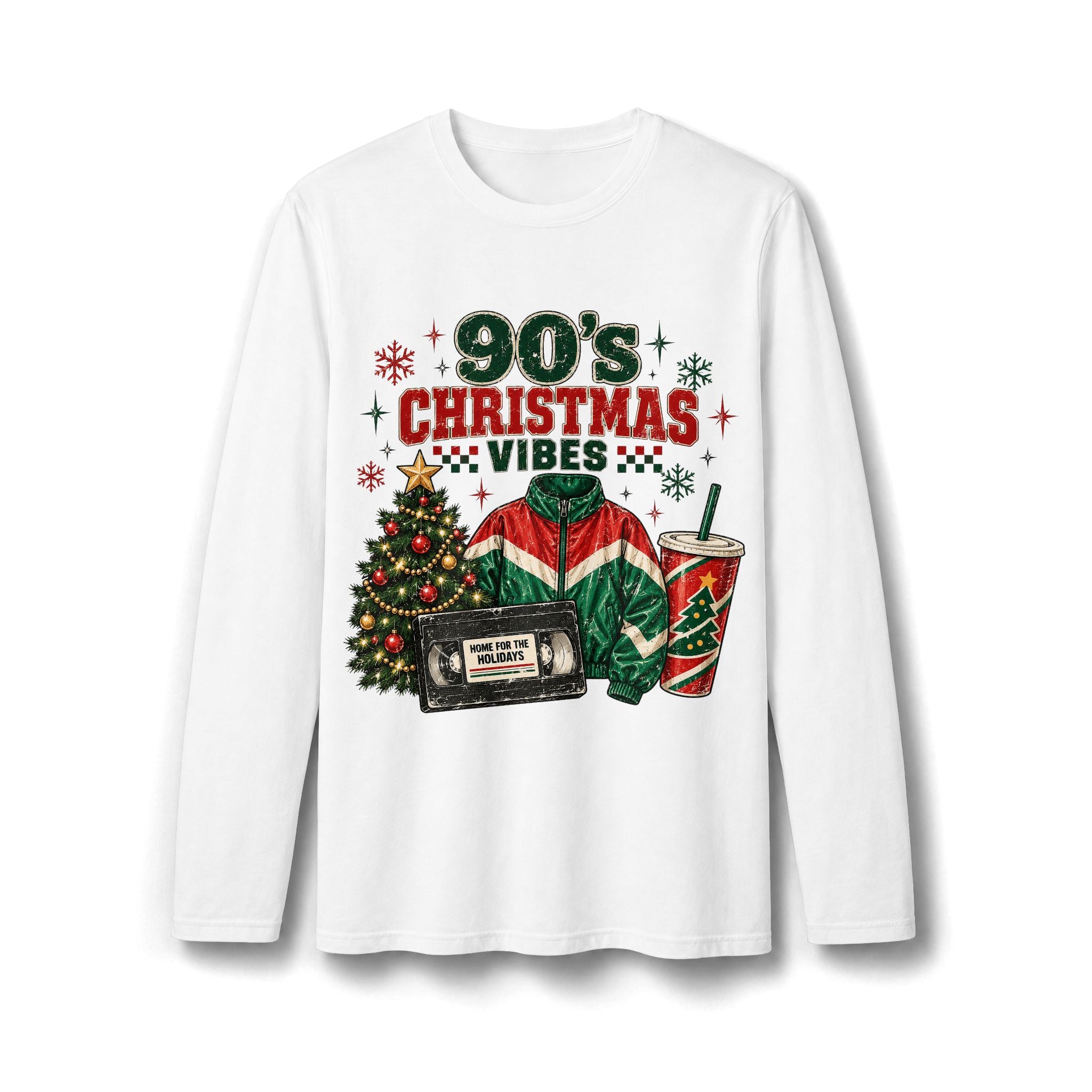 90s Christmas Vibes Long Sleeve T-Shirt
