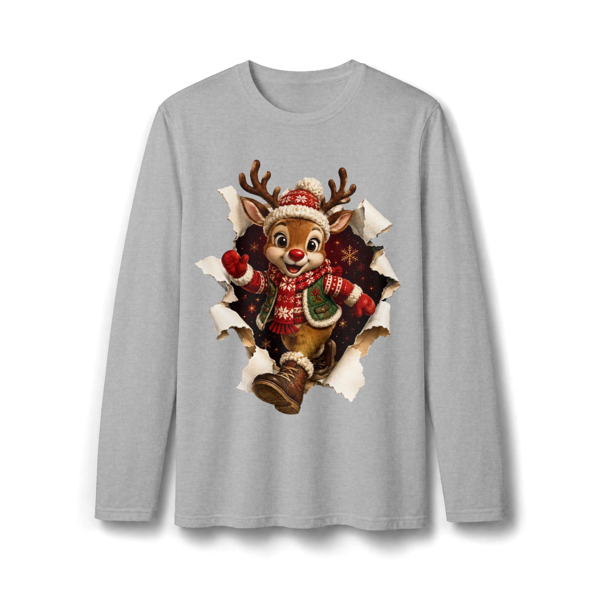Festive Christmas Reindeer Long Sleeve T-Shirt