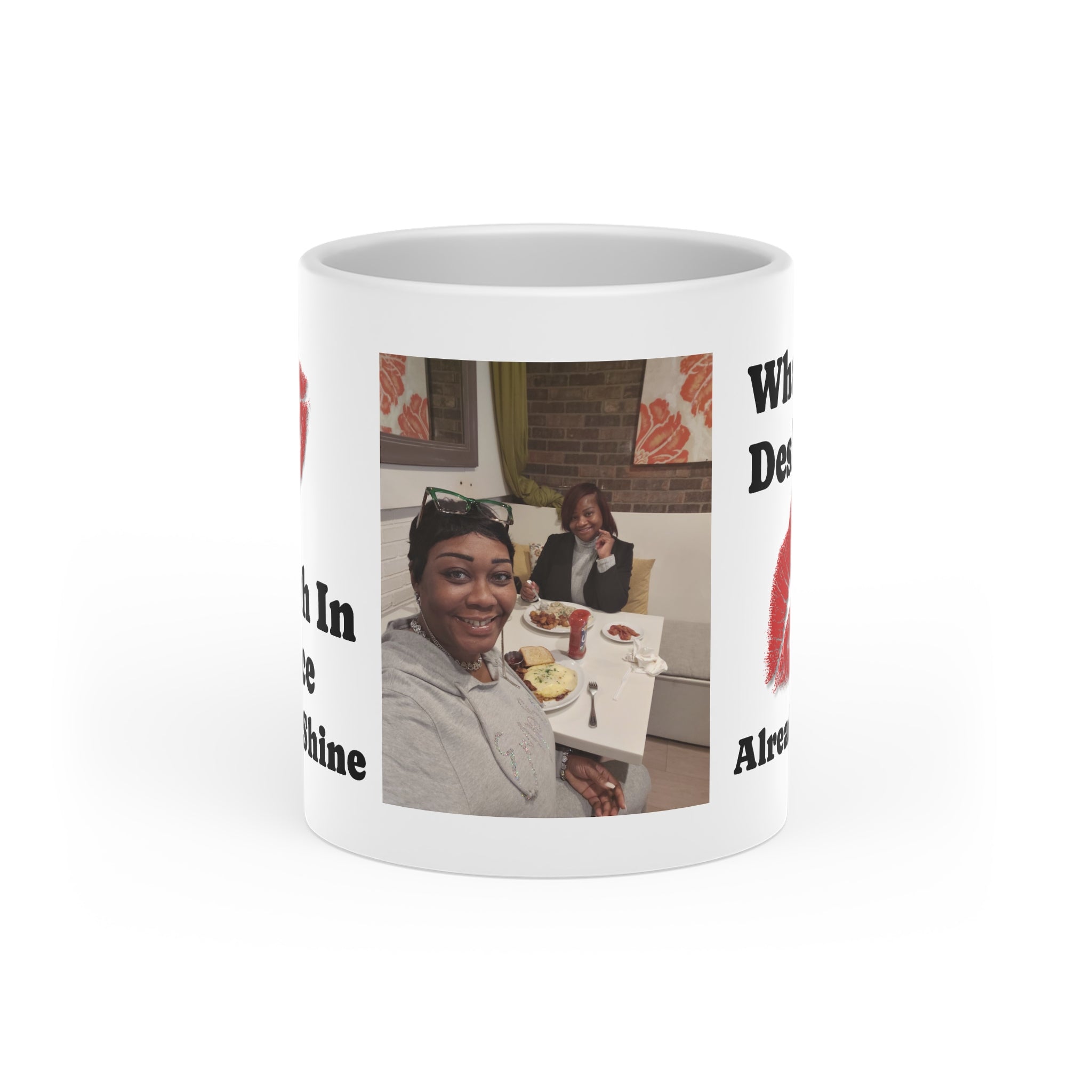 Personalized Photo Heart Mug — 'Who Needs Valentine? Breathless, Gorgeous, Exhilarating' Gift