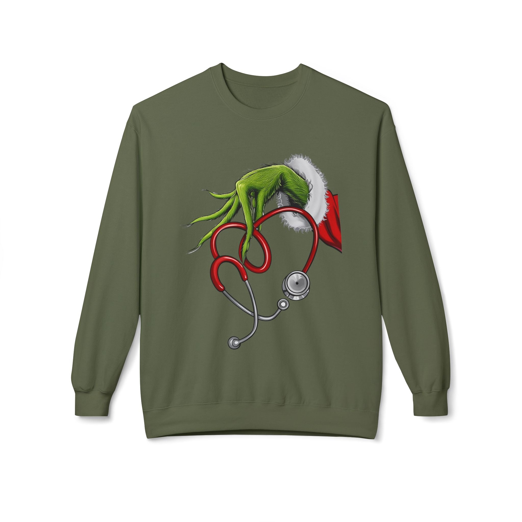 Nurse Christmas Crewneck Sweatshirt — Stethoscope Heart Holiday SweatsSweatshirtGrinch Nurse Holiday Sweatshirt