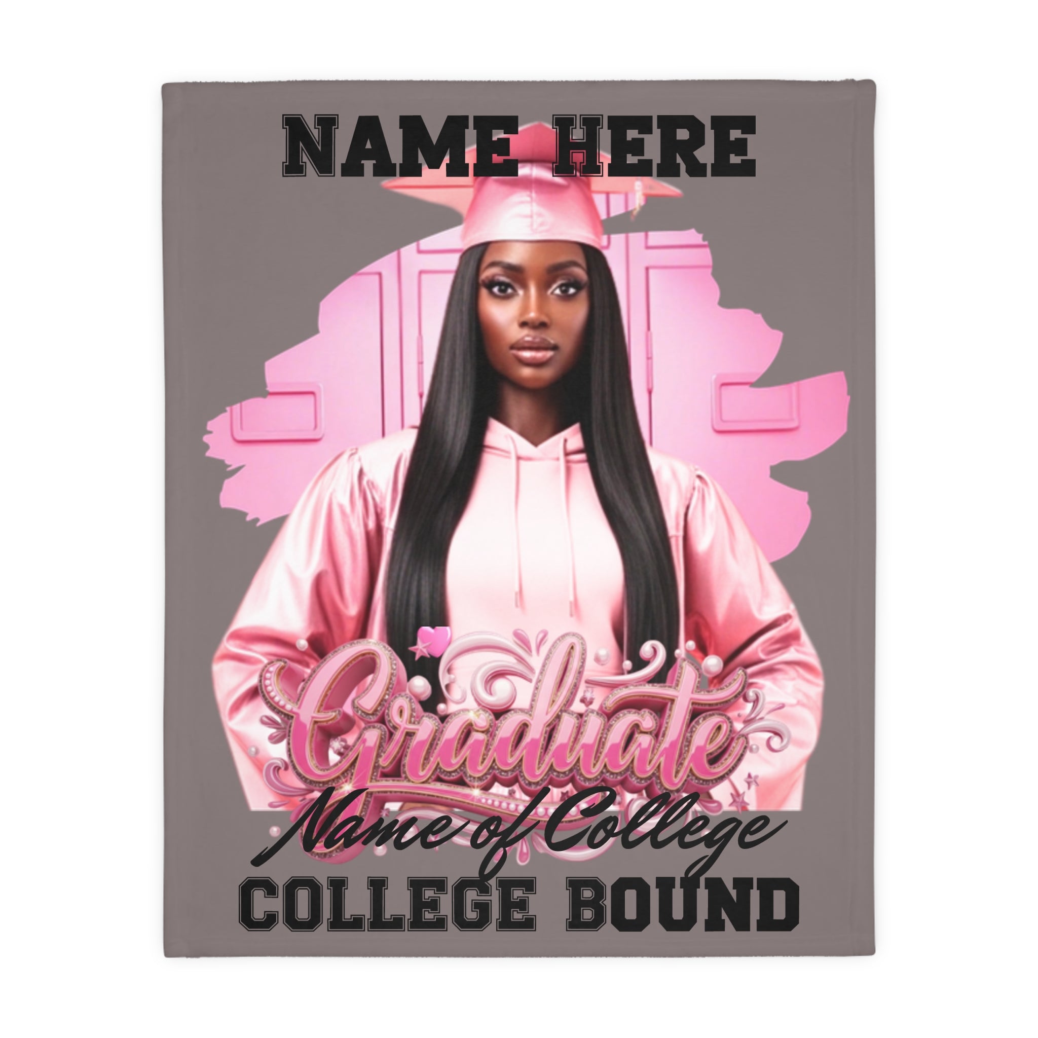 Coperta personalizzata per neo-laureato/a in partenza per il college – Aggiungi immagine, nome e design "Graduate" del college