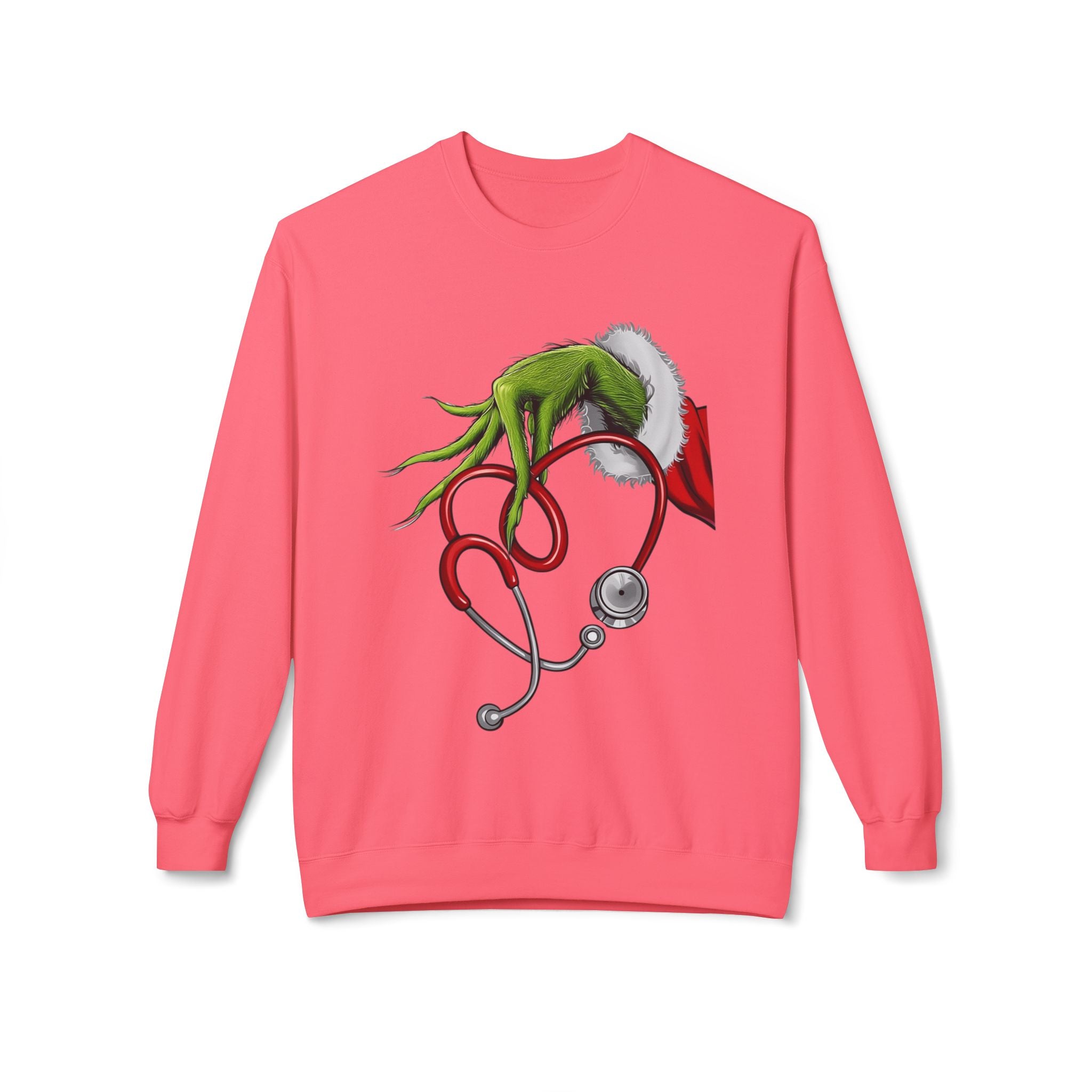 Nurse Christmas Crewneck Sweatshirt — Stethoscope Heart Holiday SweatsSweatshirtGrinch Nurse Holiday Sweatshirt