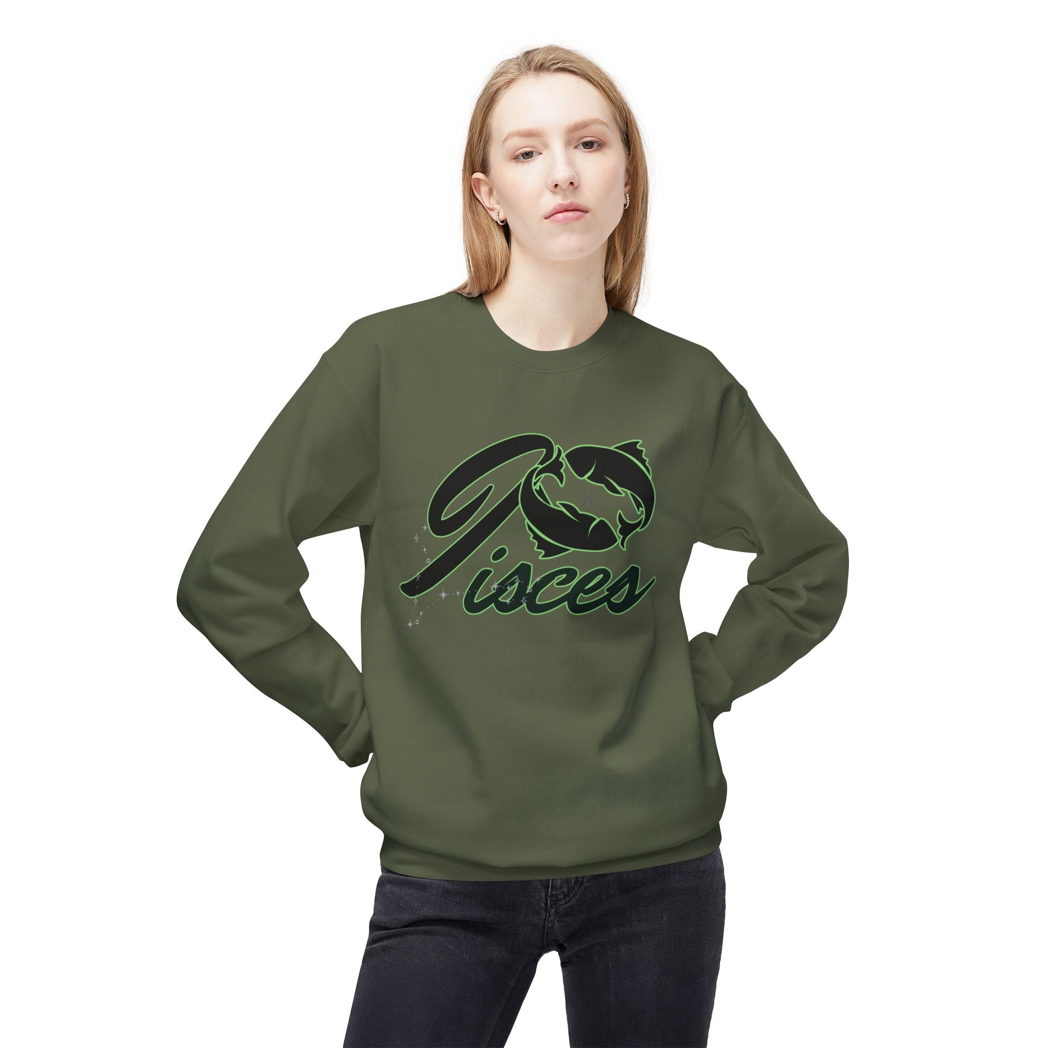 Pisces Zodiac Crewneck Sweatshirt — Astrological Fish Graphic