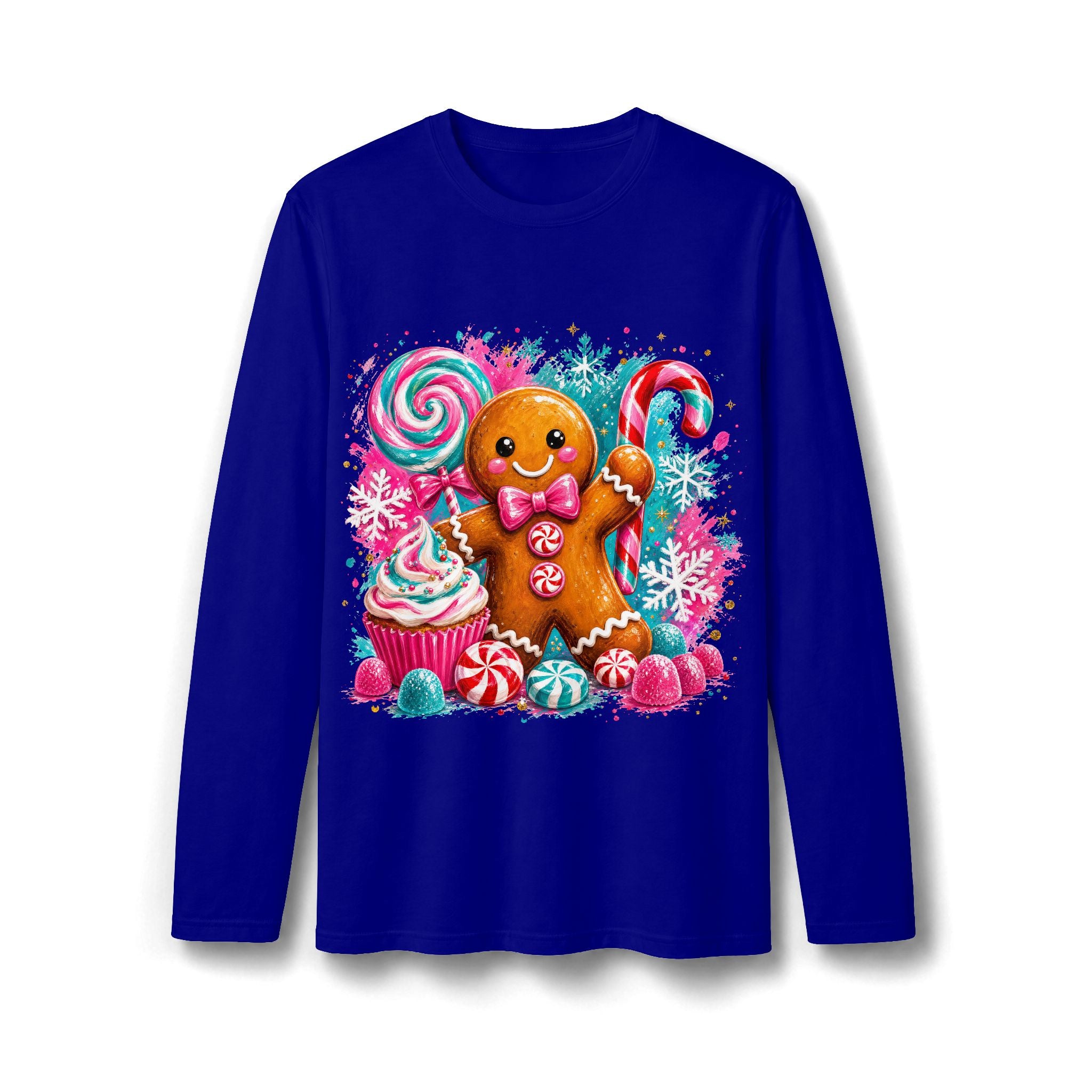 Christmas Gingerbread & Reindeer Long Sleeve T-Shirt