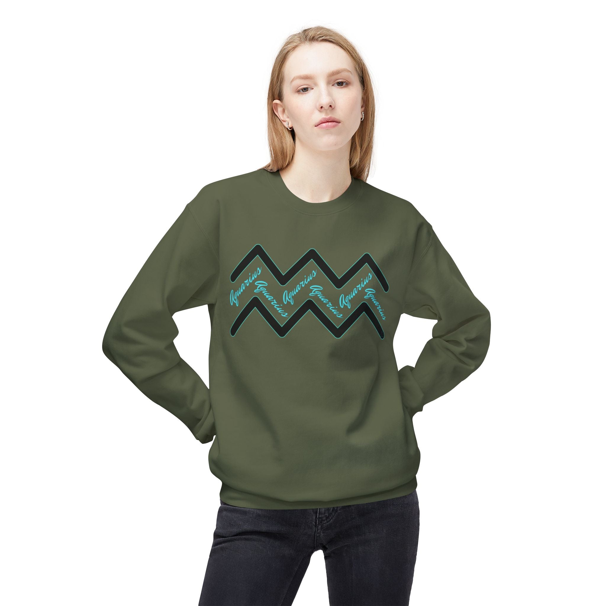 Aquarius Zodiac Crewneck Sweatshirt — Aquarius Symbol Astrological Sweatshirt
