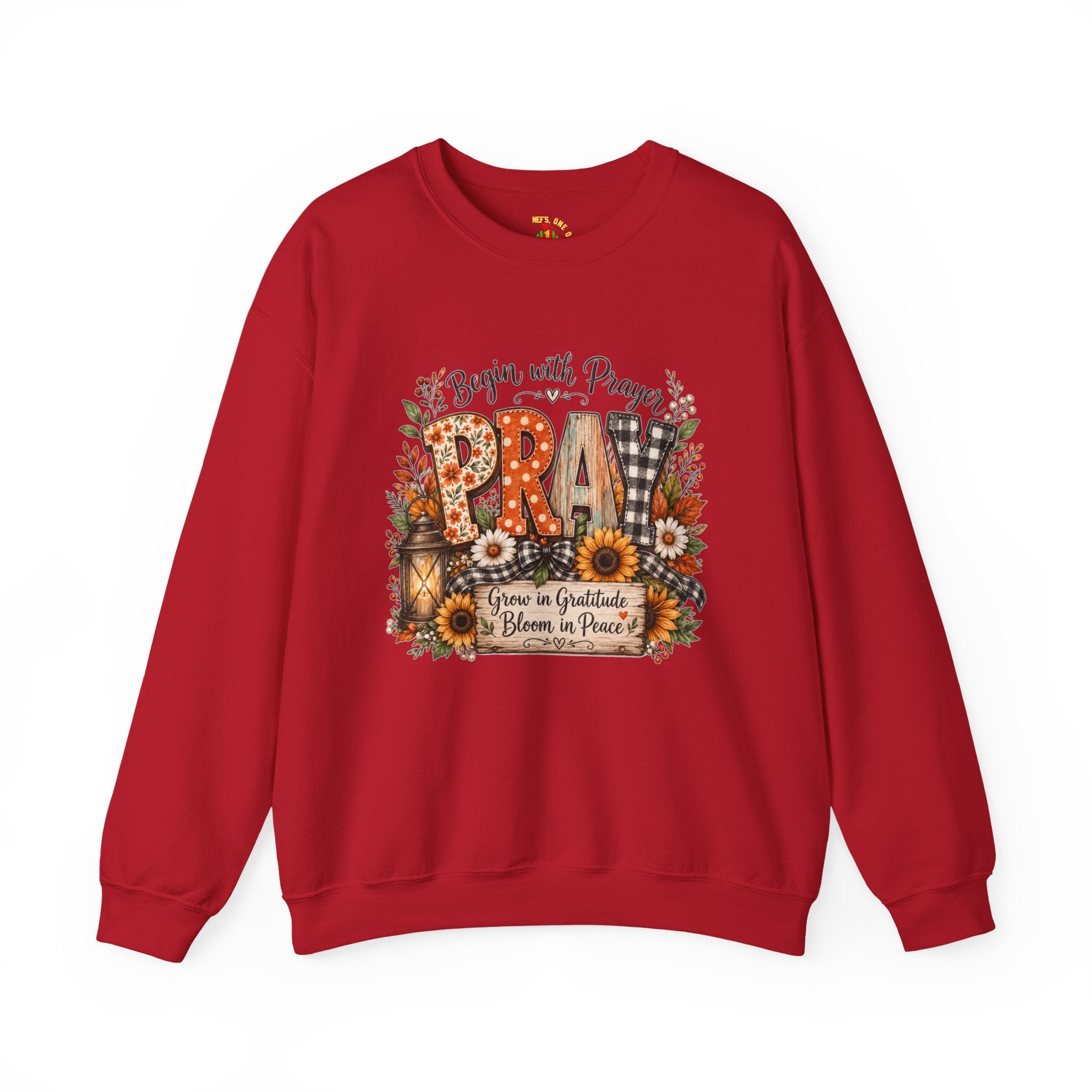 Begin with Prayer Sweatshirt – Floral Christian Faith Crewneck