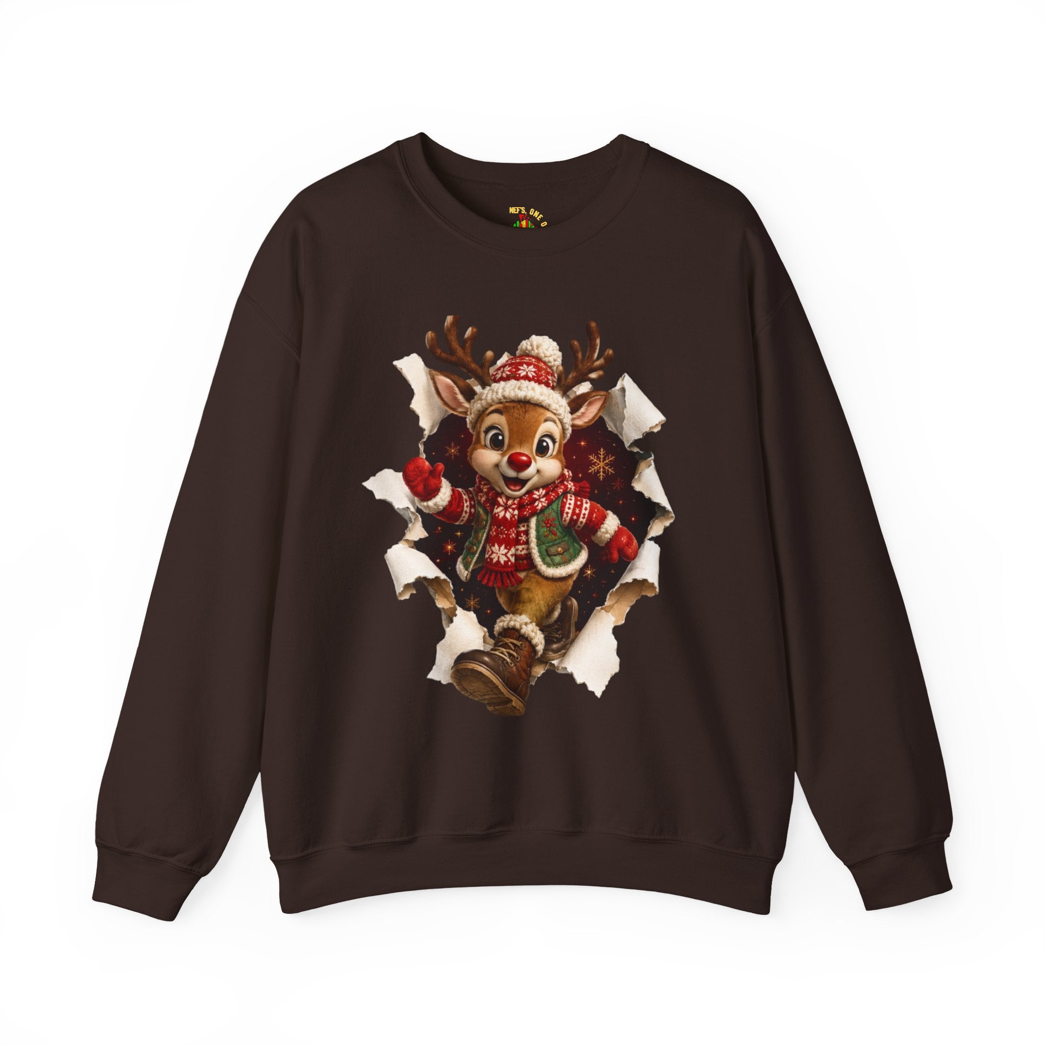 Festive Christmas Reindeer Crewneck Sweatshirt