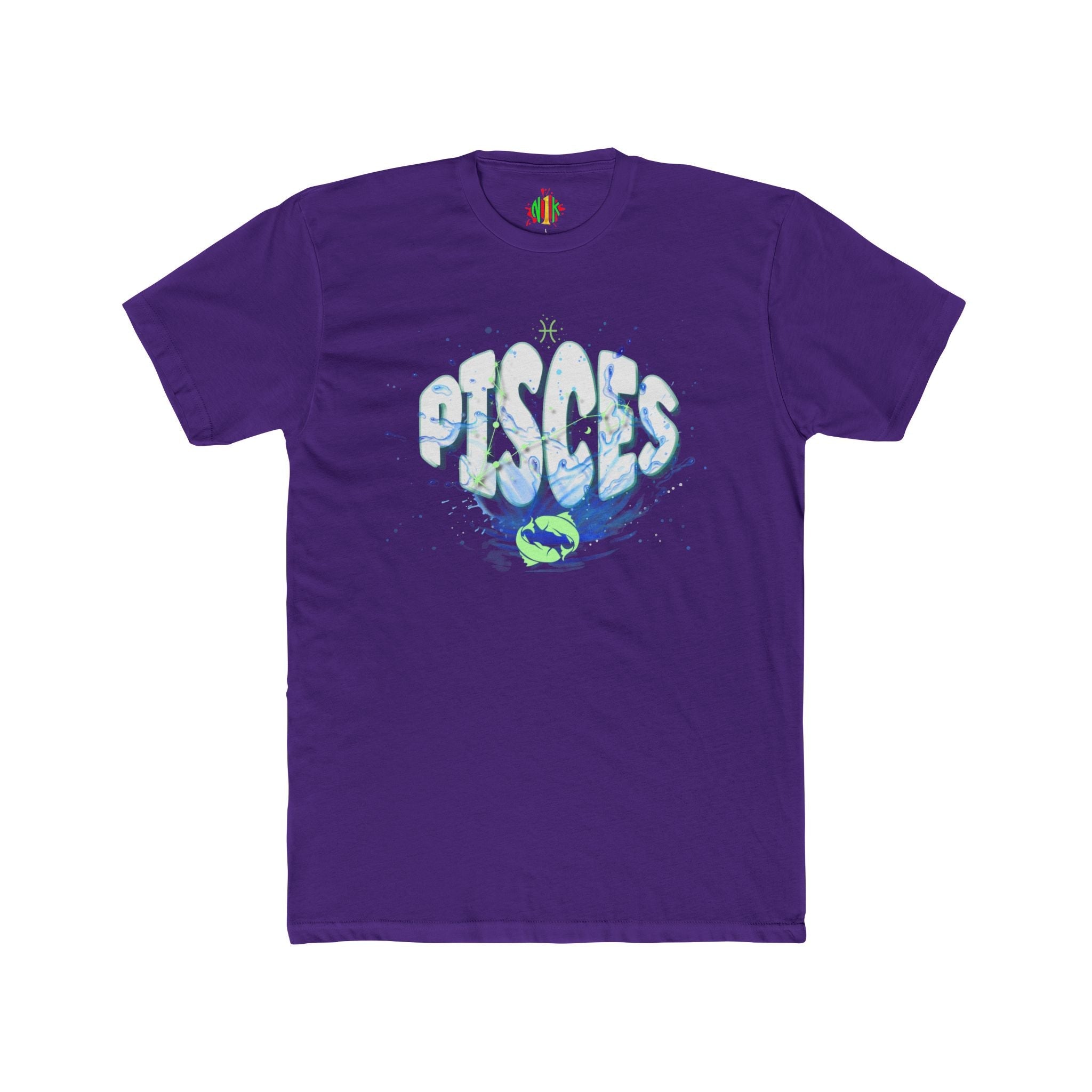 Pisces Water Zodiac unisex tee with watercolor style Pisces sign graphic on soft breathable cotton