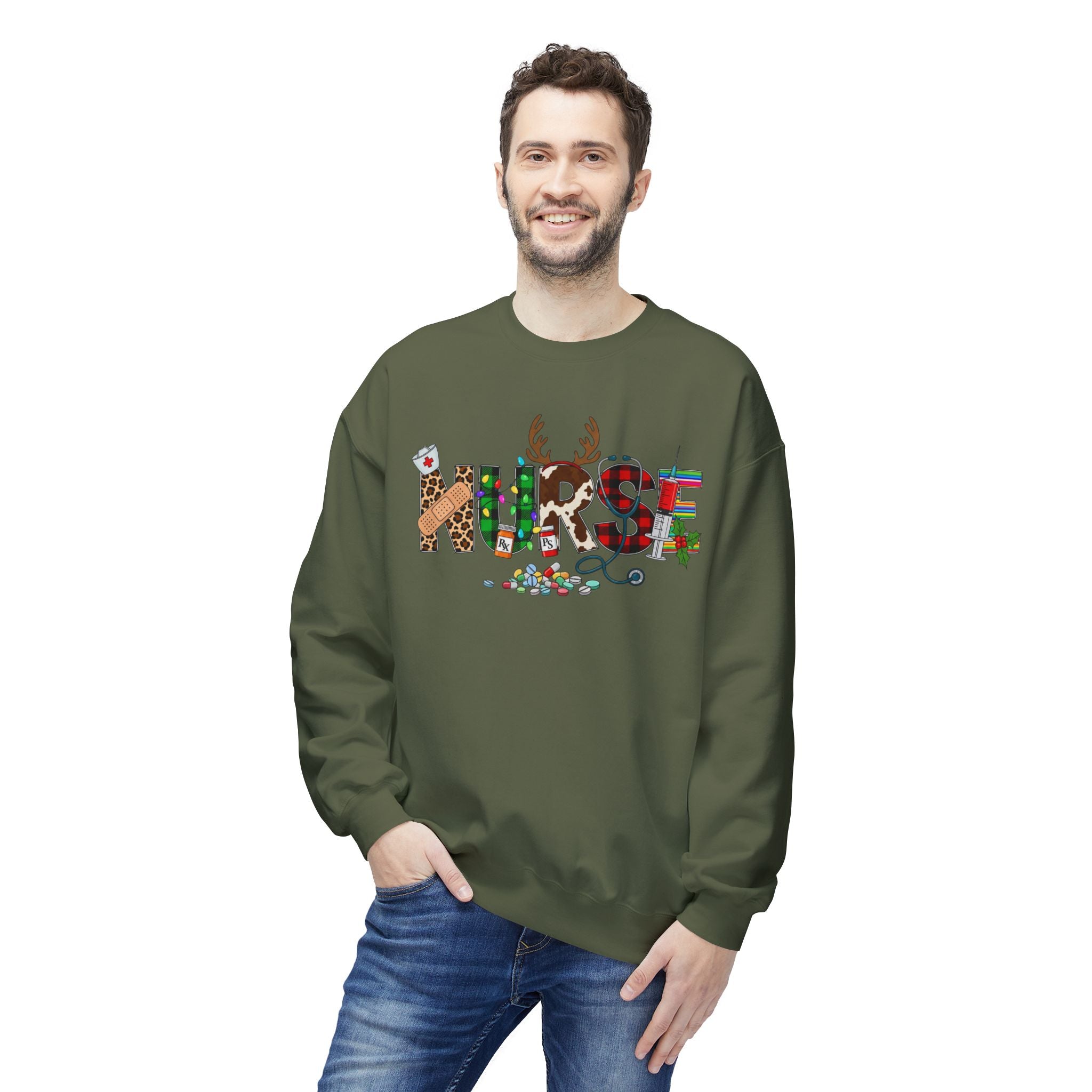 Nurse Christmas Crewneck Sweatshirt – Festive Medical Holiday Gift