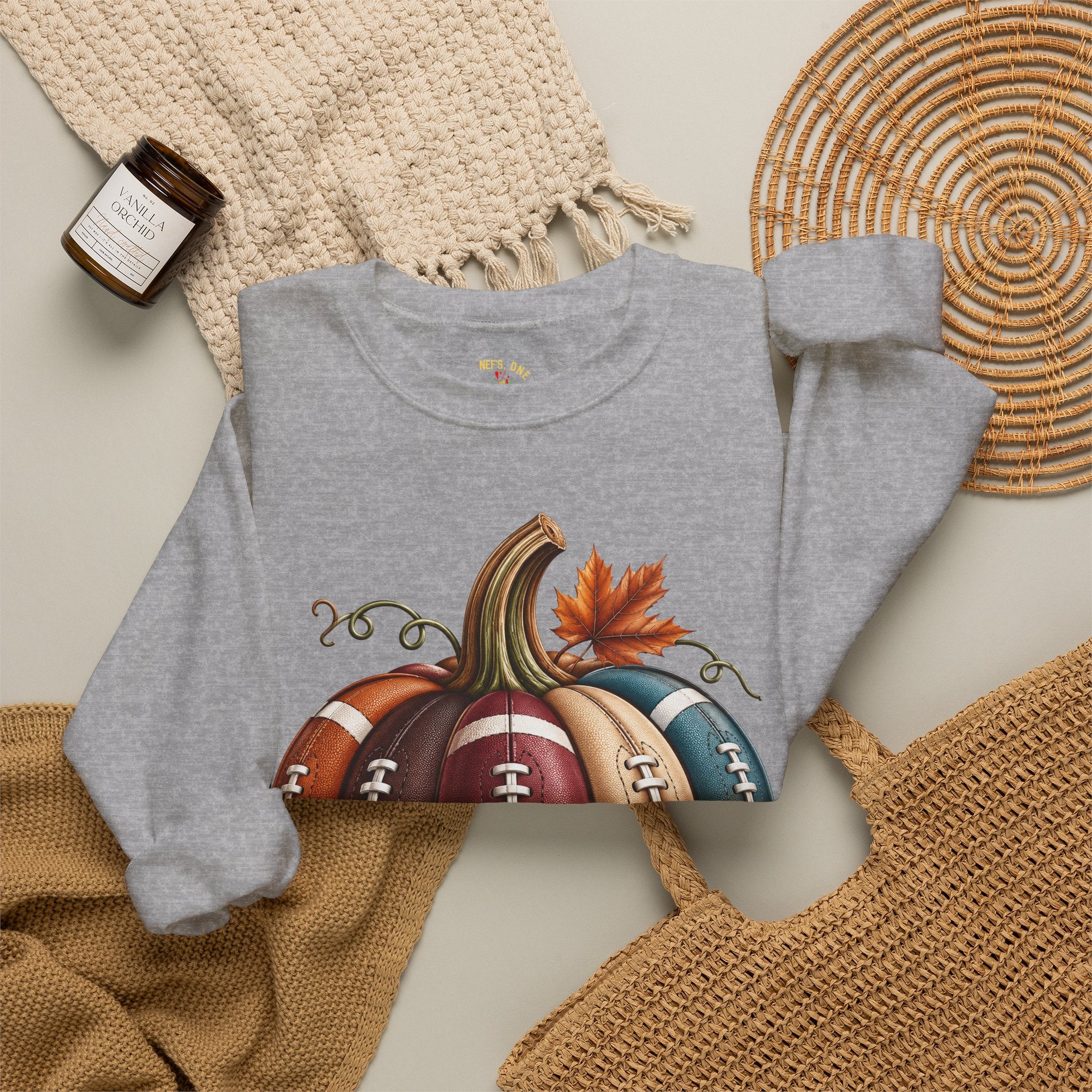 Fall Football Pumpkin Crewneck Sweatshirt