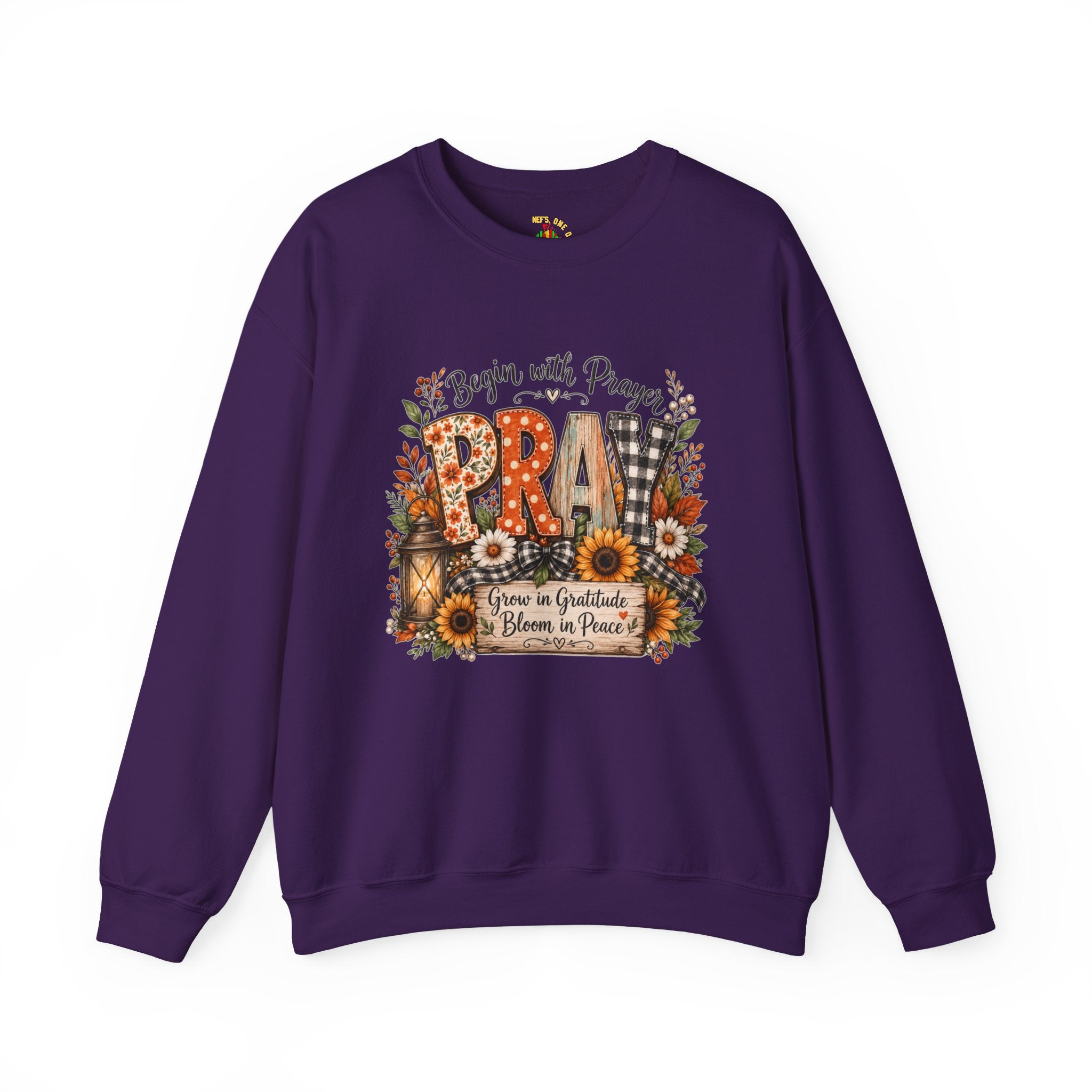 Begin with Prayer Sweatshirt – Floral Christian Faith Crewneck