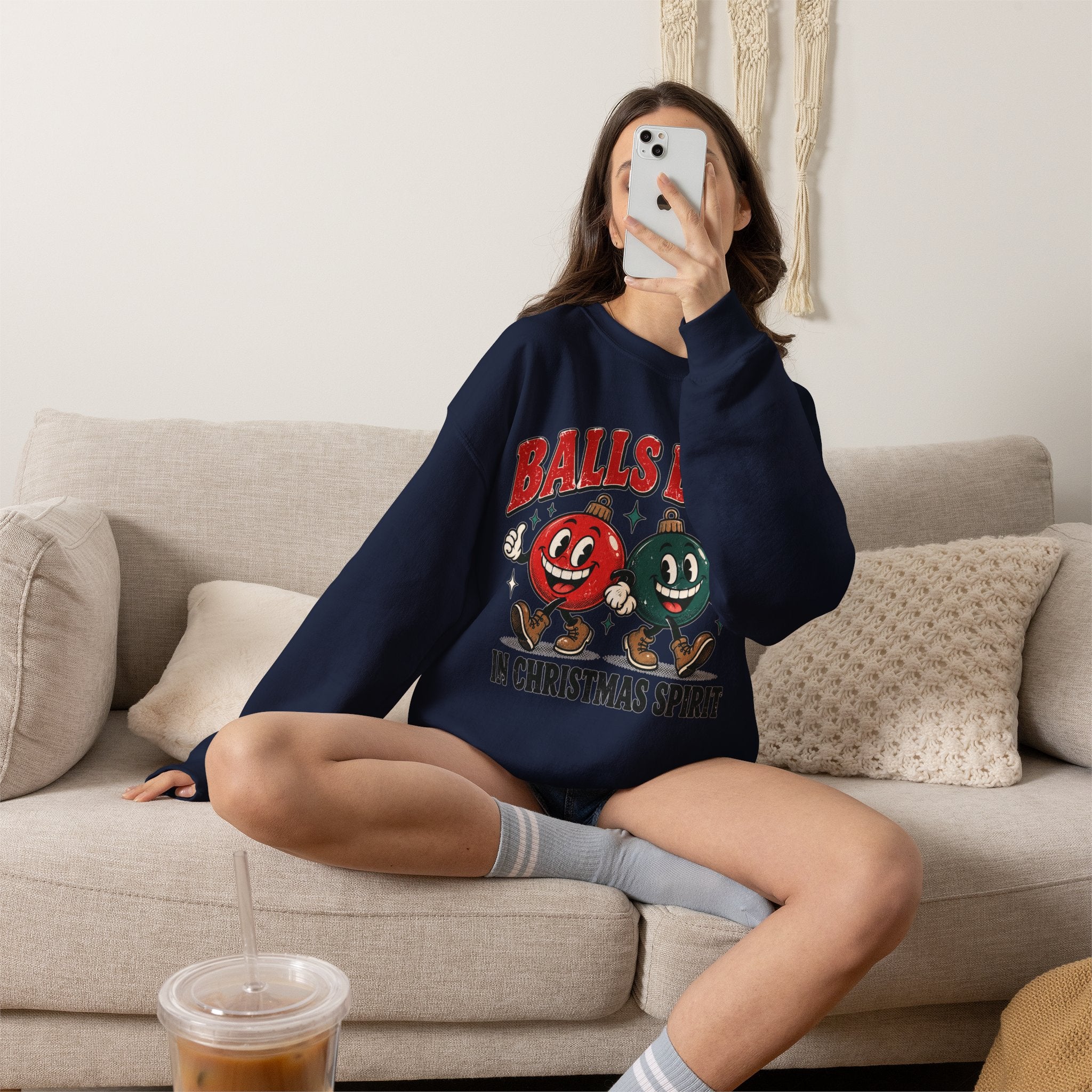 Balls Deep in Christmas Spirit Crewneck Sweatshirt