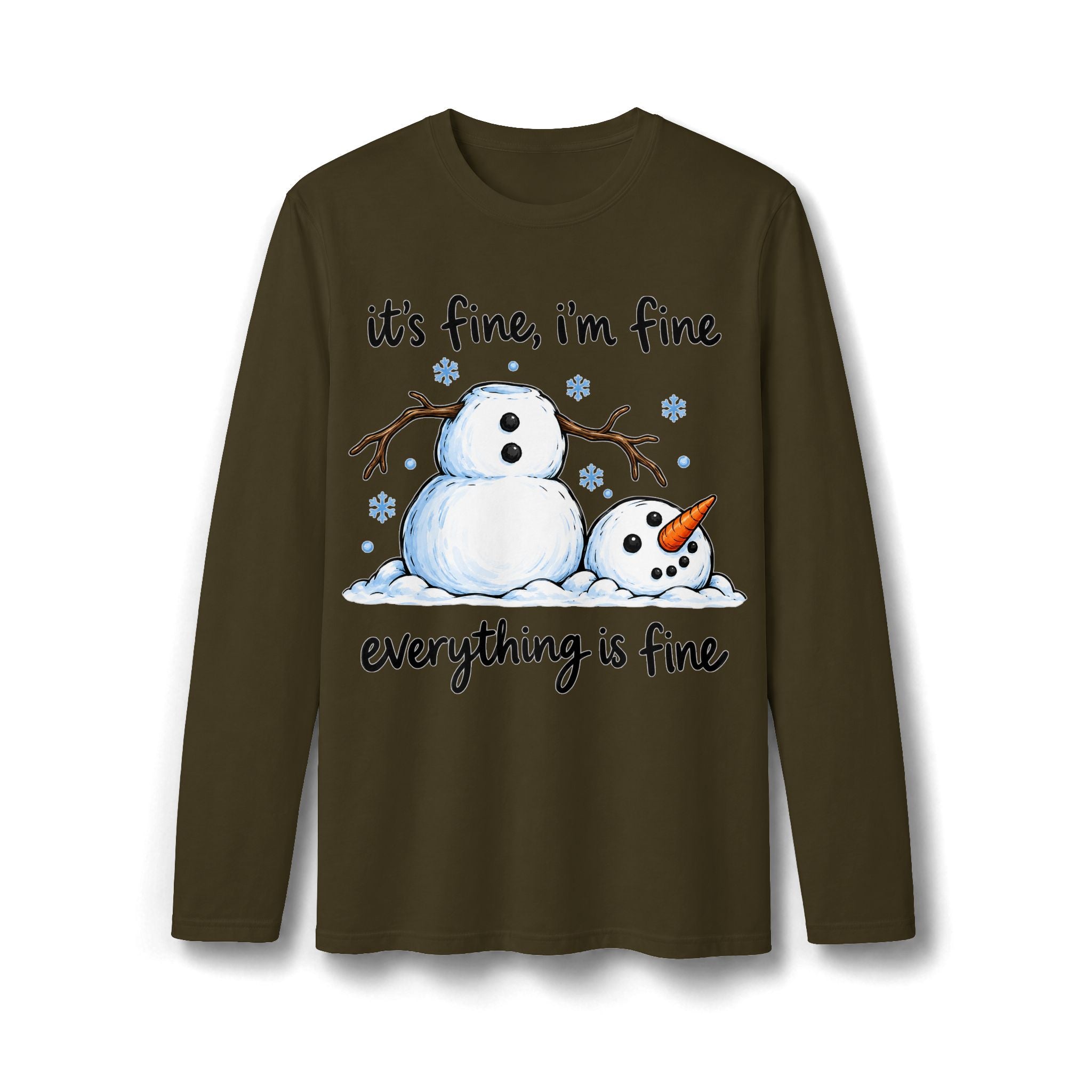 Everything Is Fine Snowman Christmas Long Sleeve T-Shirt