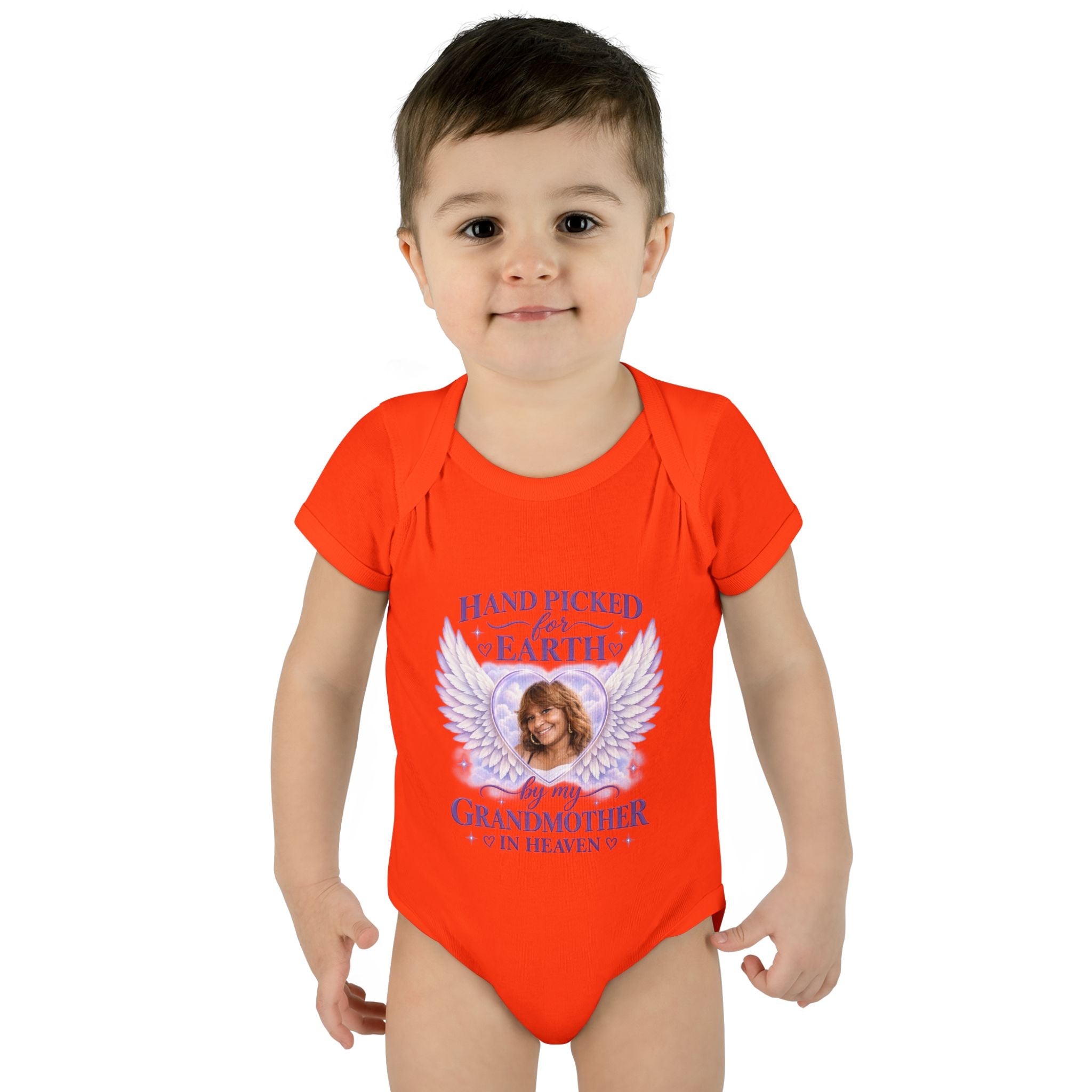 Mariah Infant Another Customized Smile Bodysuit "Handpicked for Earth by My Grandma in Heaven" – Memorial Baby Onesie
