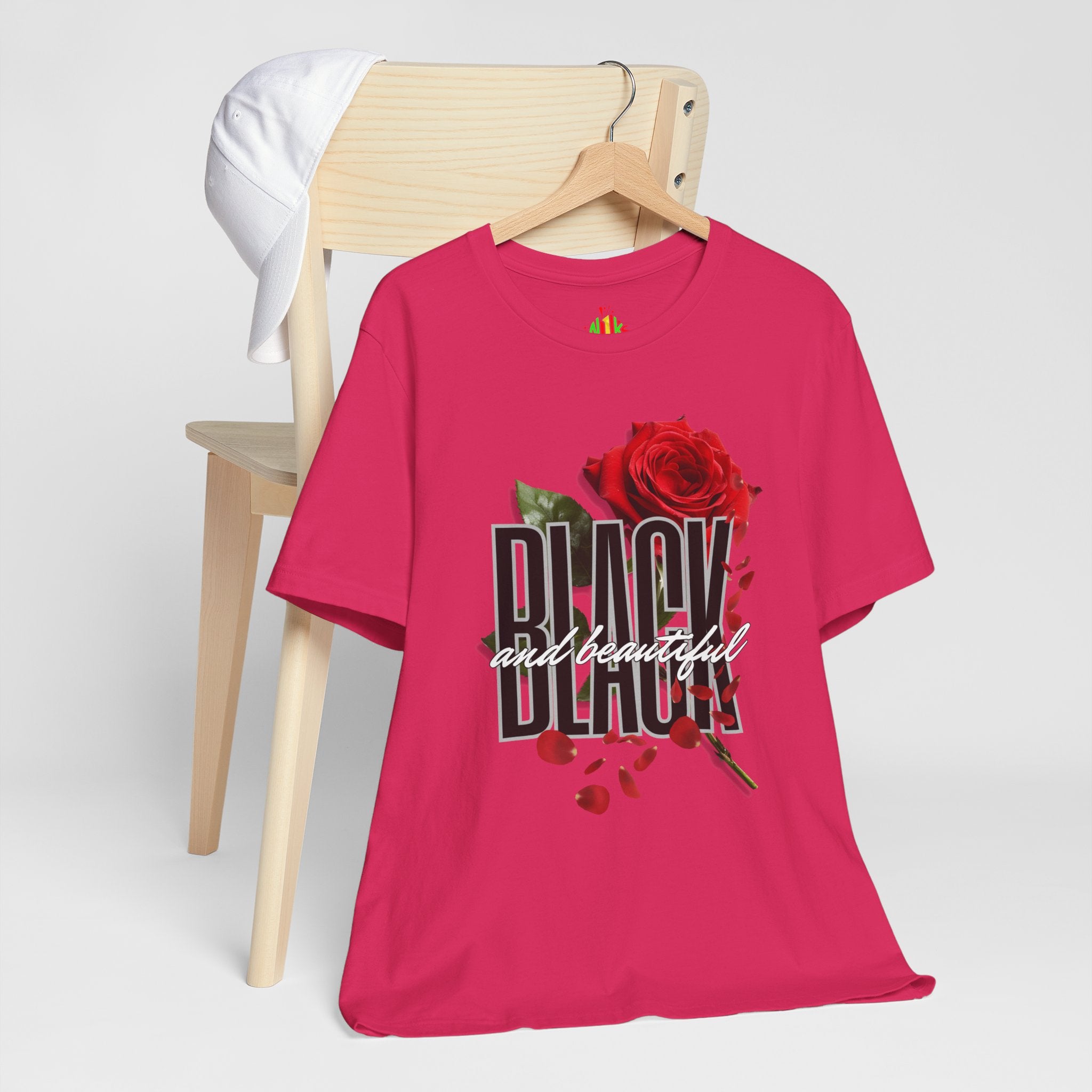 Black and Beautiful Unisex Tee, Floral Graphic Tee, Trendy T-Shirt, Gift for Her, Everyday Wear, Casual Style