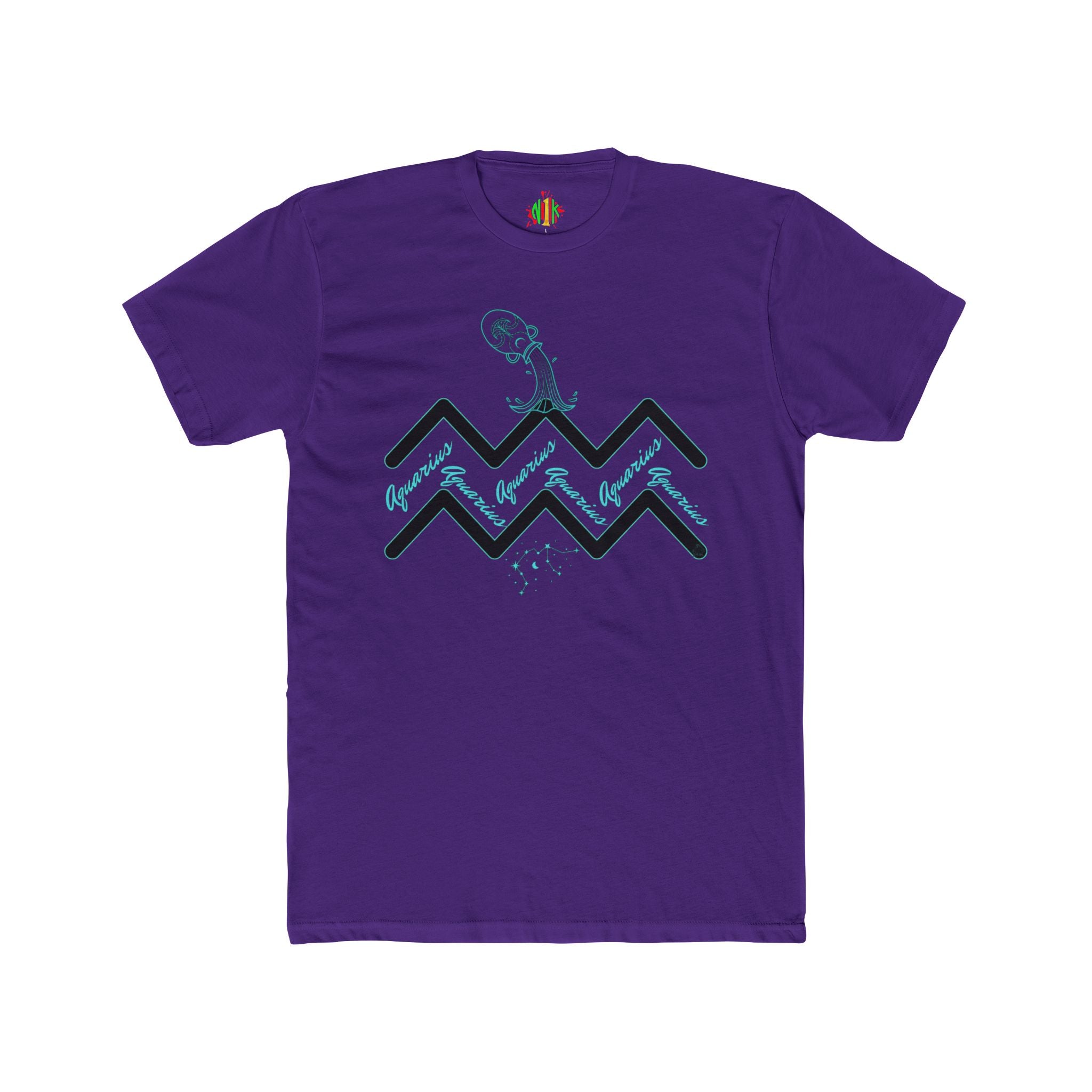 Watering Aquarius Zodiac Tee — Minimalist Wave Graphic "Aquarius" Shirt