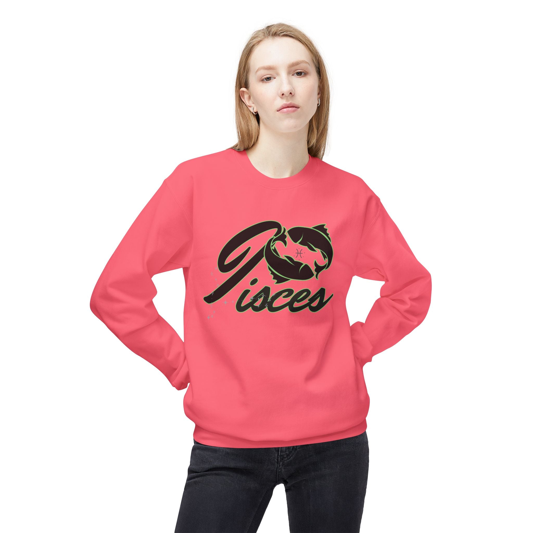 Pisces Zodiac Crewneck Sweatshirt — Astrological Fish Graphic