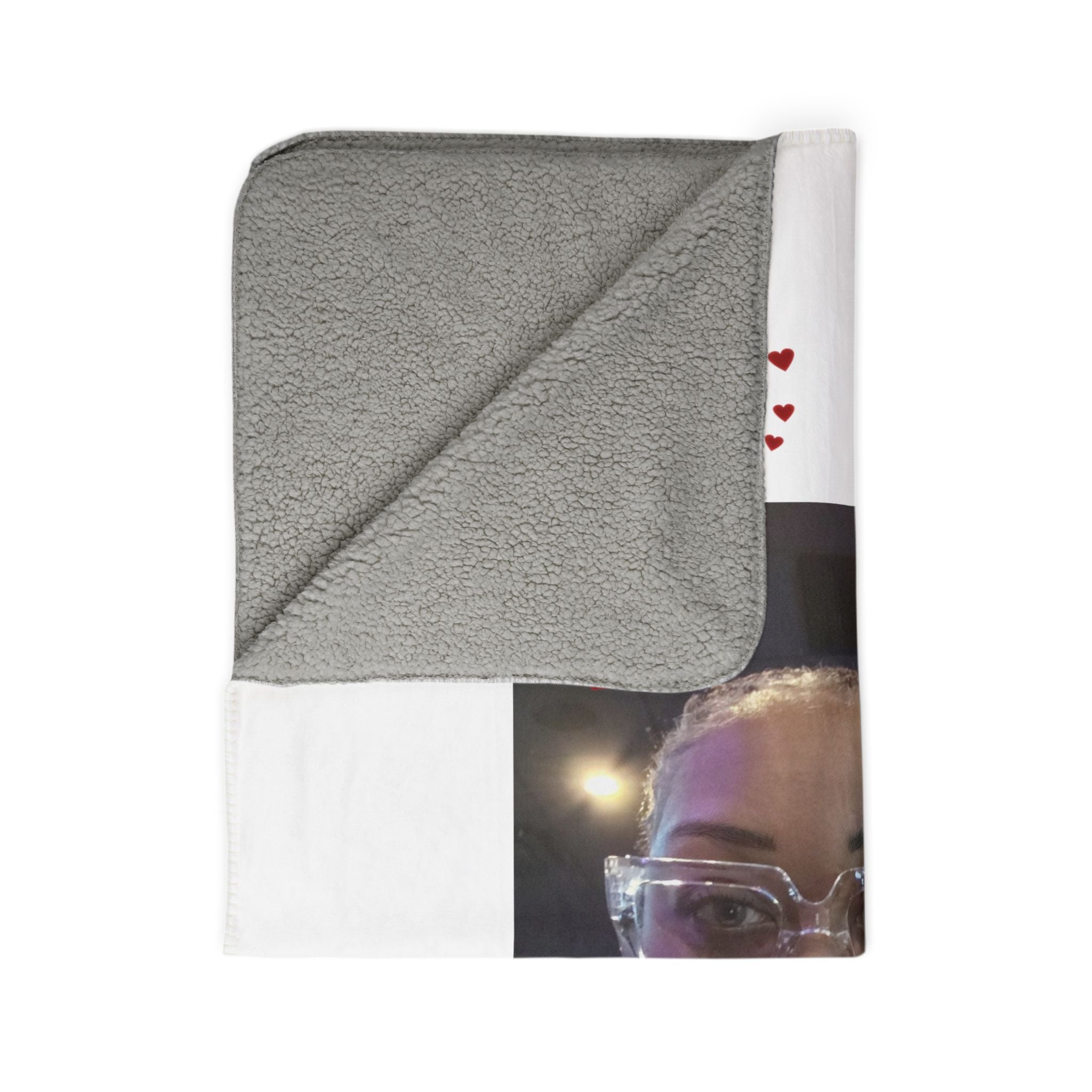 Coperta in pile Sherpa personalizzata con foto e testo per San Valentino – Design personalizzato "XOXO" Amore con testo